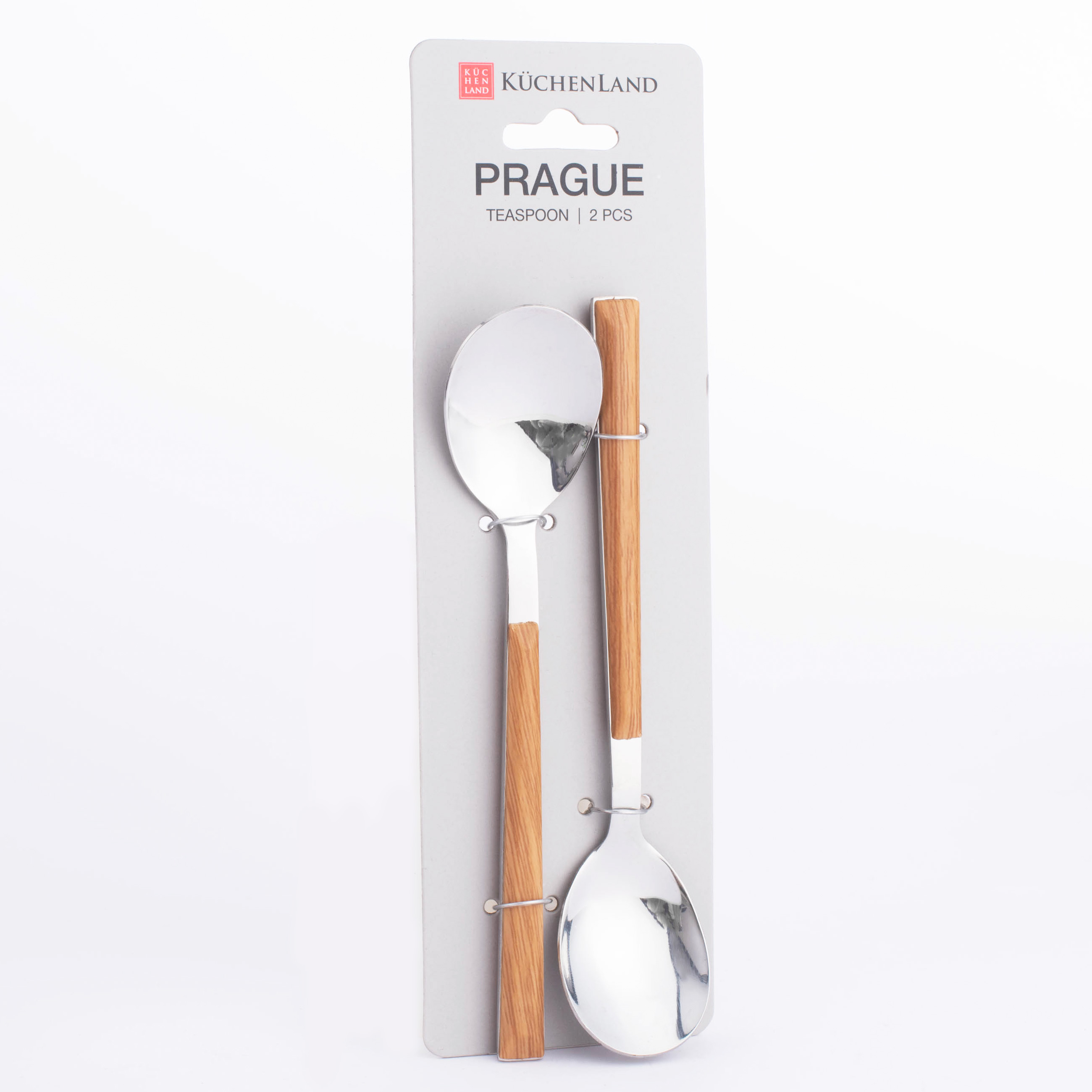 Tea spoon, 2 pcs, steel/plastic, brown, Prague, image-4