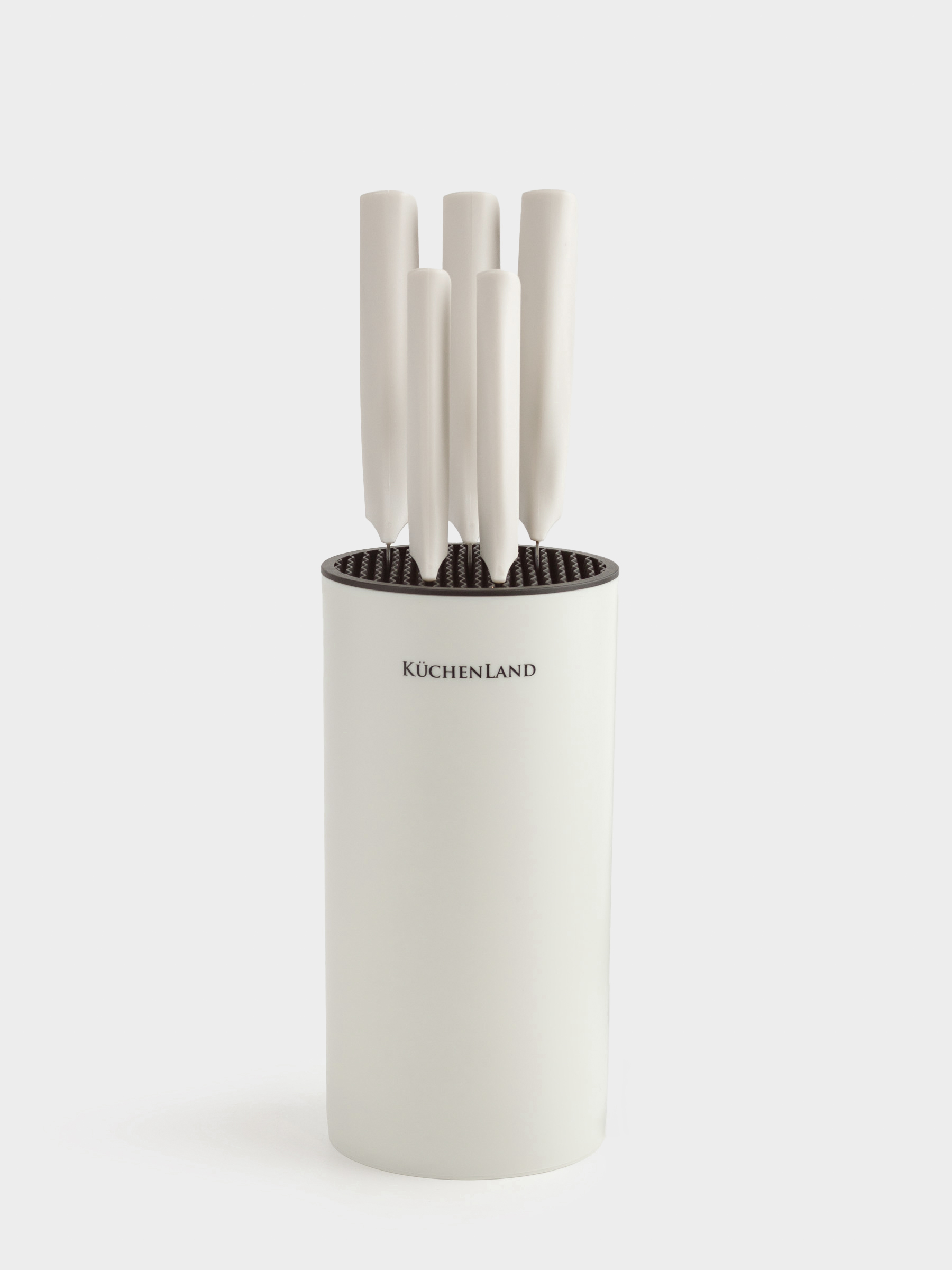 Knife set, 5 pr, in stand, steel / plastic, grey, Daily, image-6