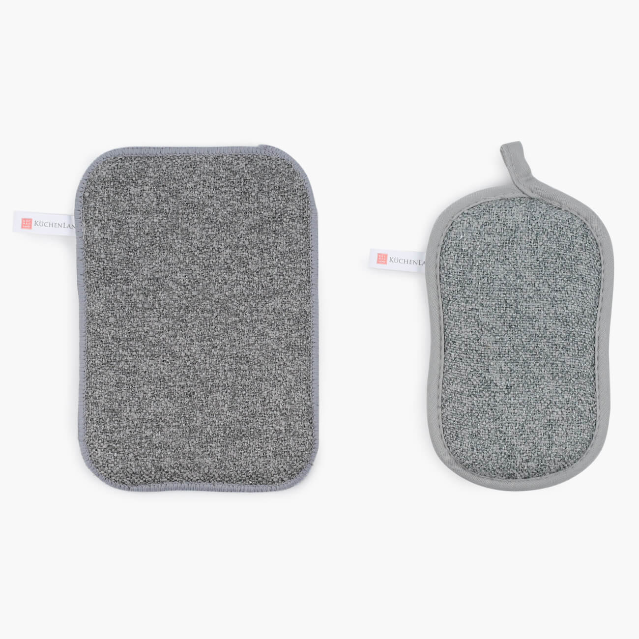 Dish washing sponge set, 15/16 cm, 2 pcs, double-sided, microfiber / polyurethane, grey, Clean