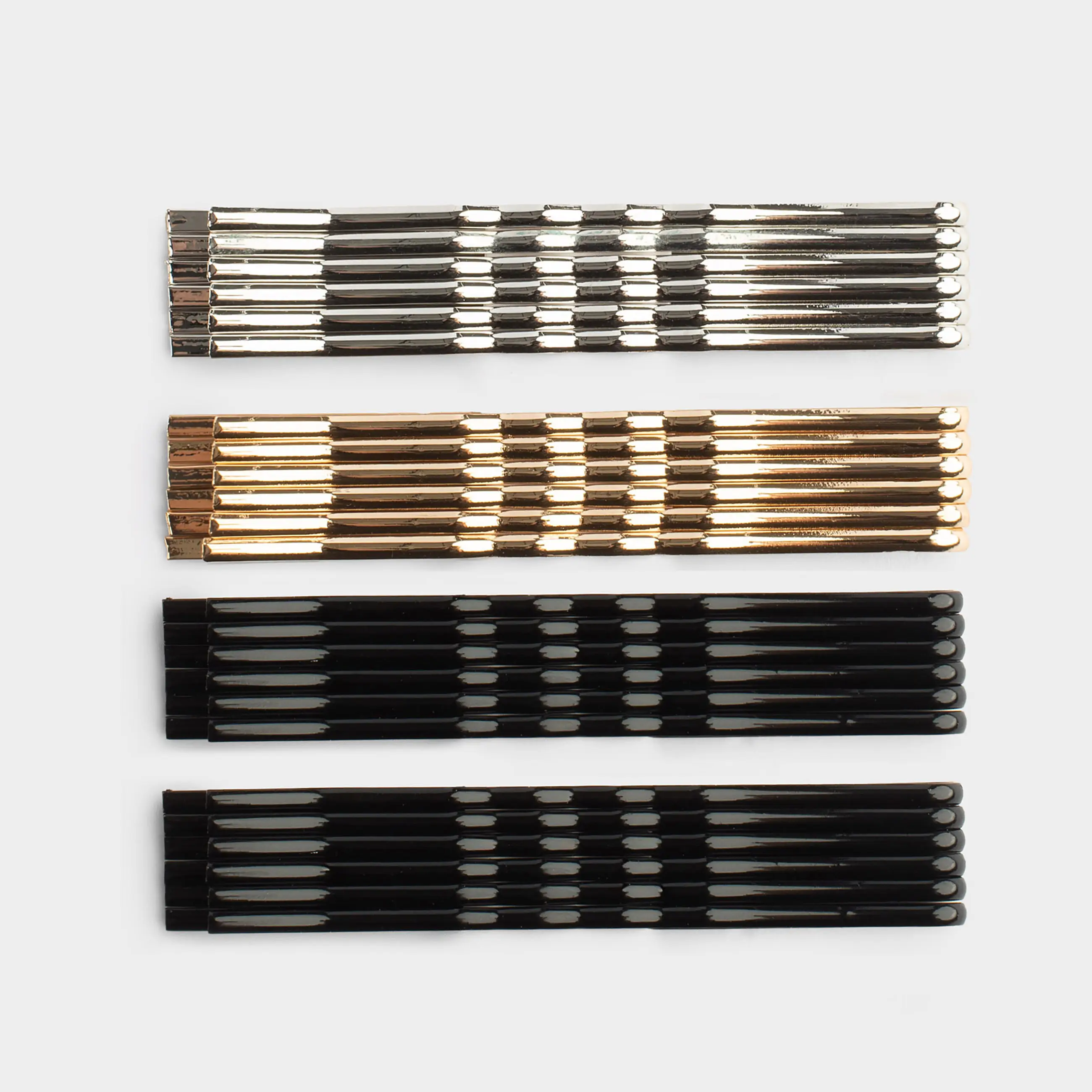 Hair clip, 6 cm, 24 pcs, metal, mixed metallic, Invisible, Basic