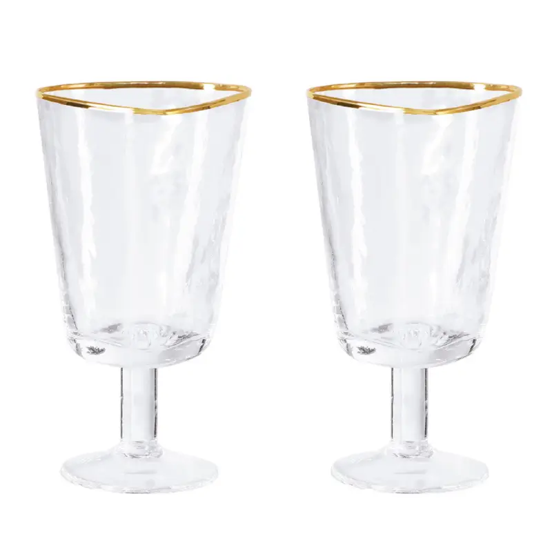 Drinking glass, 380 ml, 2 pcs, glass, golden edging, Triangle Gold ,image-0