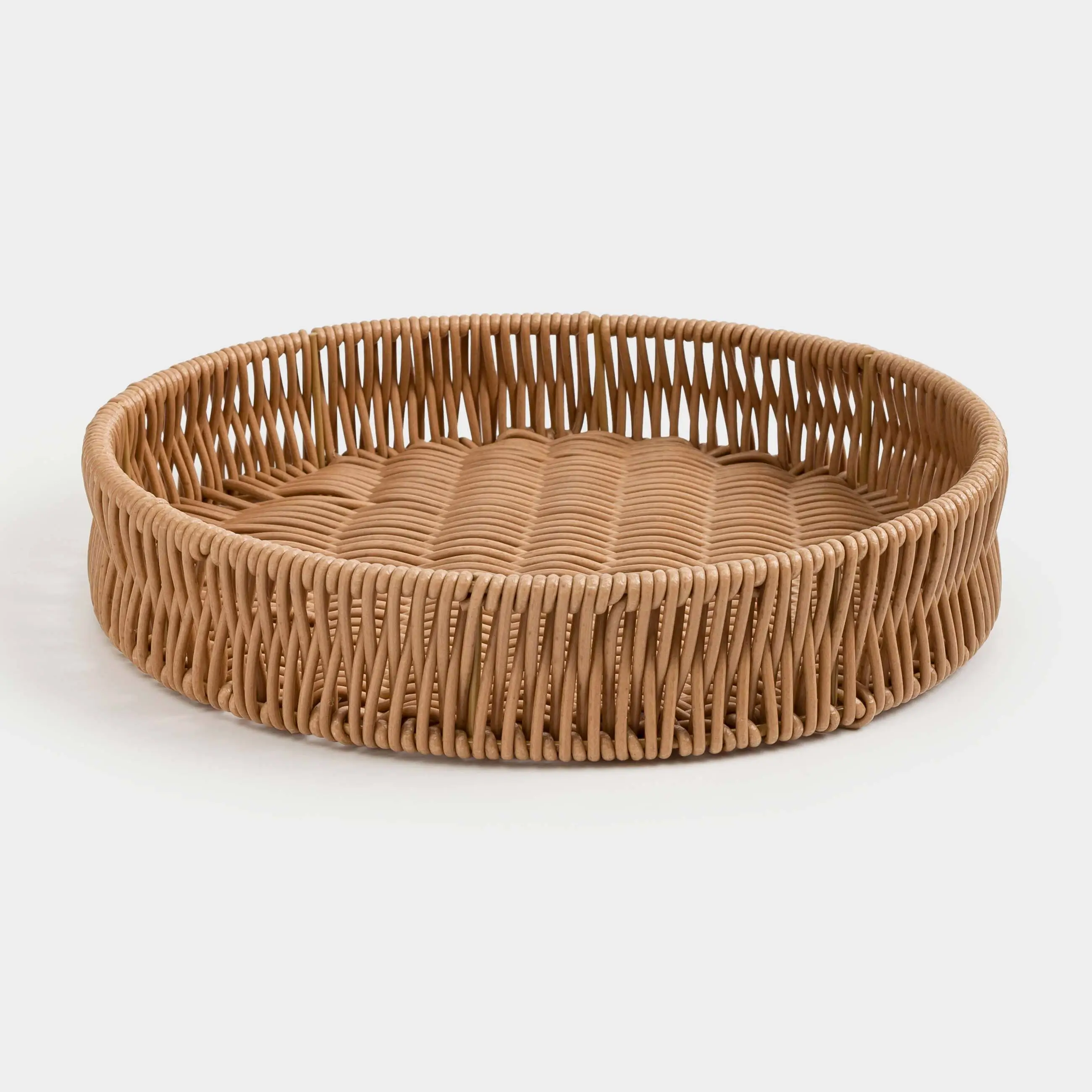 Tray, 25 cm, braided, rattan, round, beige, Twig, image-0