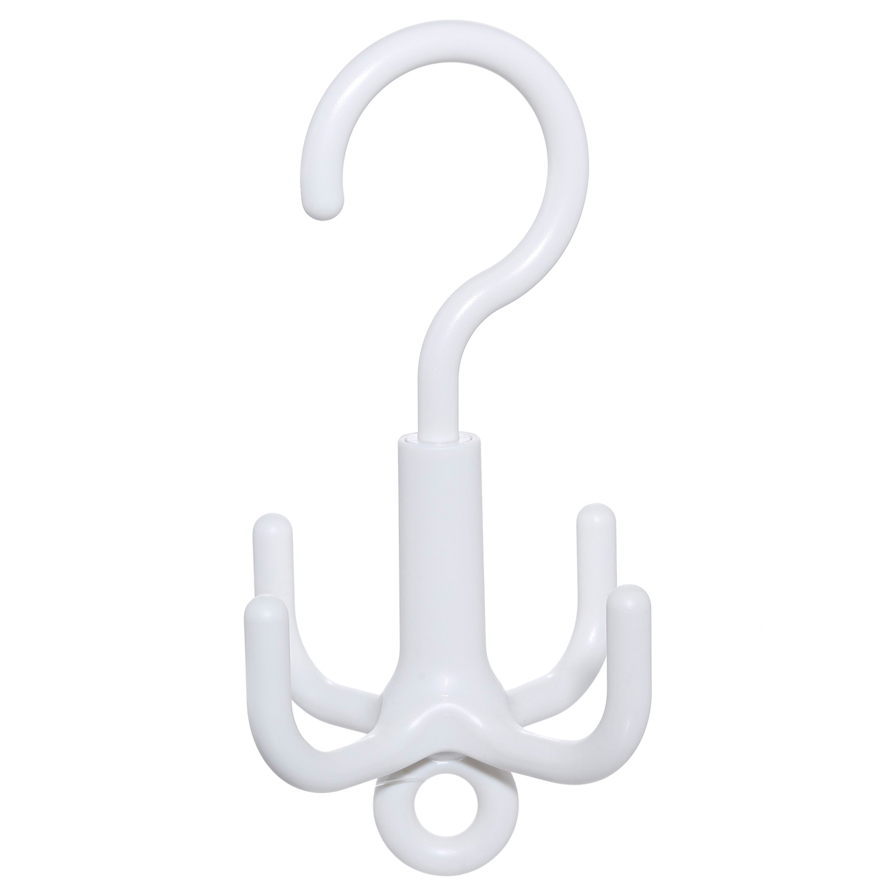 Belt hanger, 16 cm, 4 hooks, rotating, plastic, White, Compact, image-0