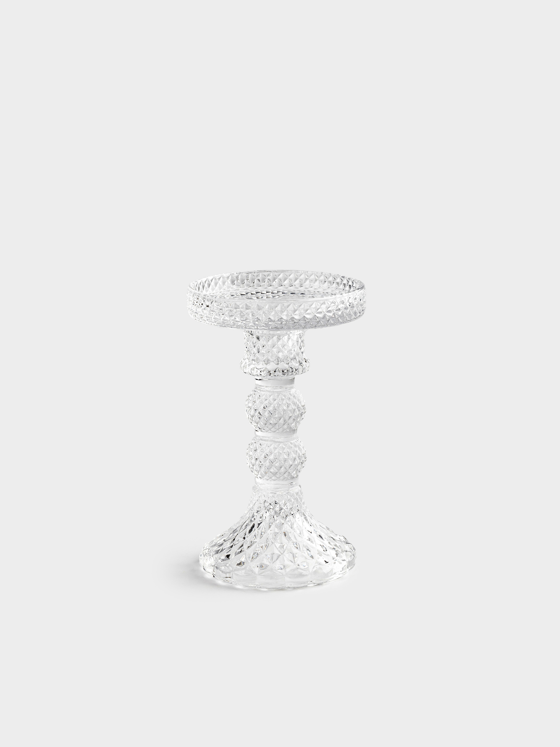 Candle holder, 14 cm, for one candle, on a leg, glass, Naiad, image-0