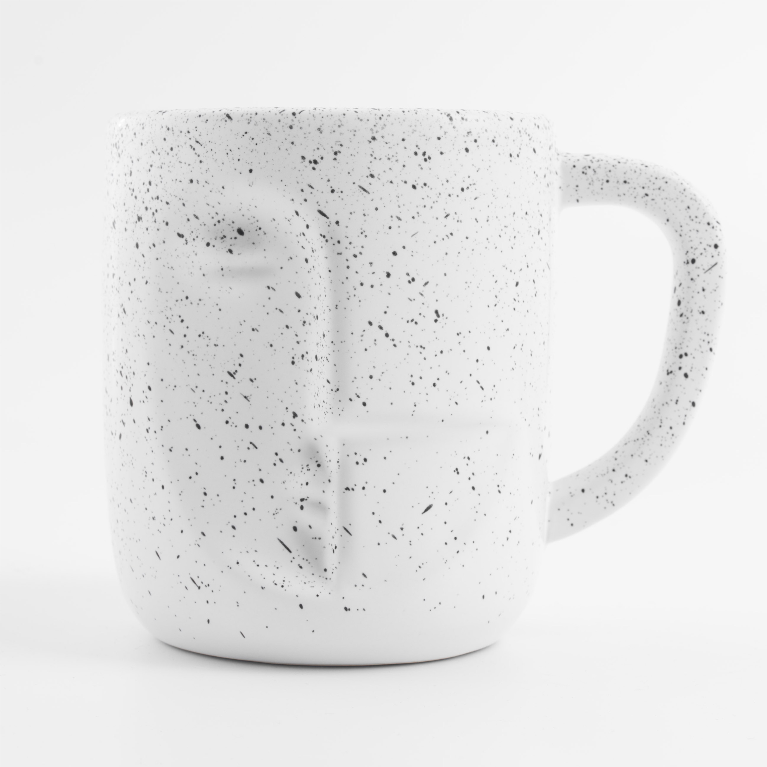 Mug, 420 ml, Ceramic, White, speckled, Face, Face speckled, image-1
