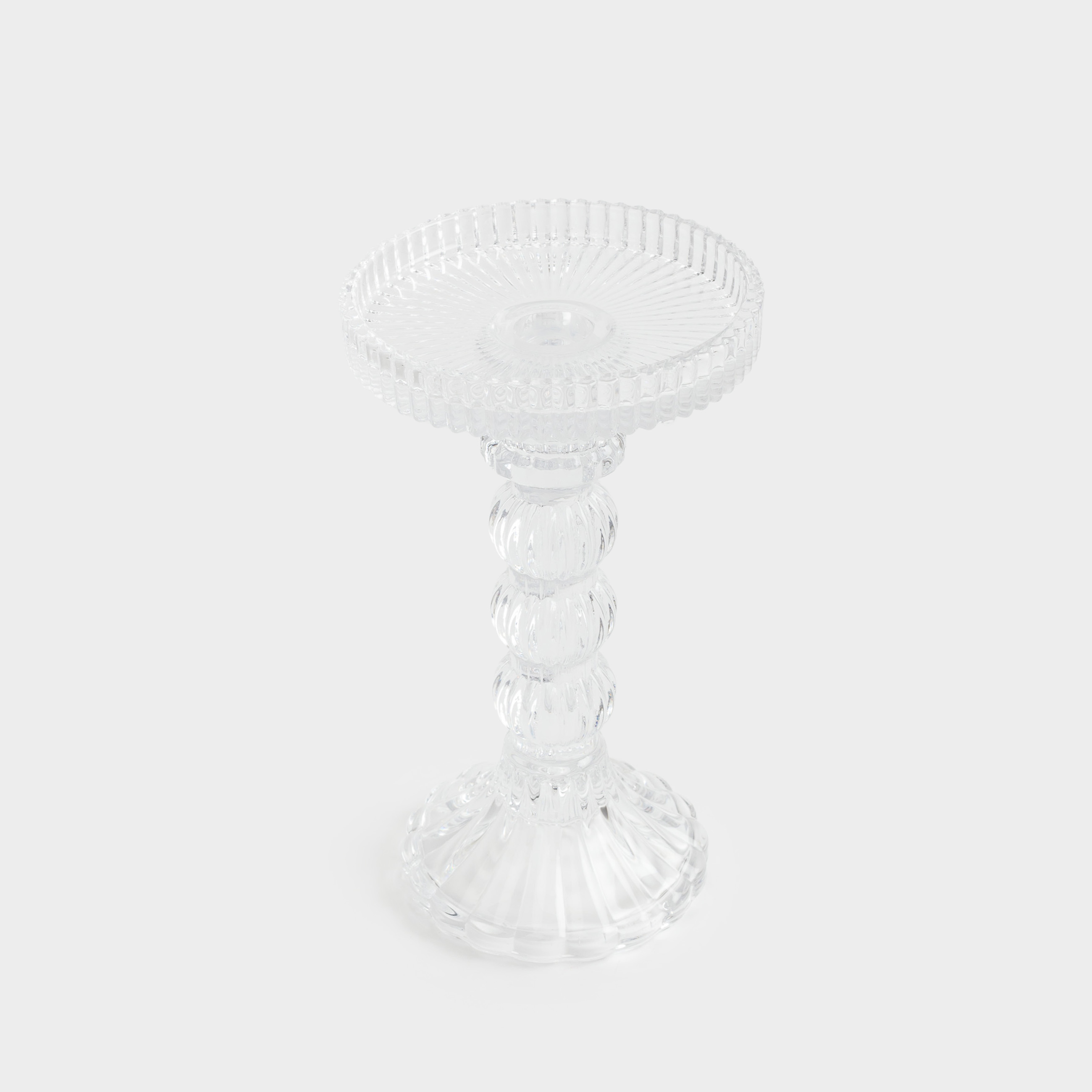 Candle holder, 16 cm, for cylindrical / thin candles, on a leg, collapsible, glass R, Ribby