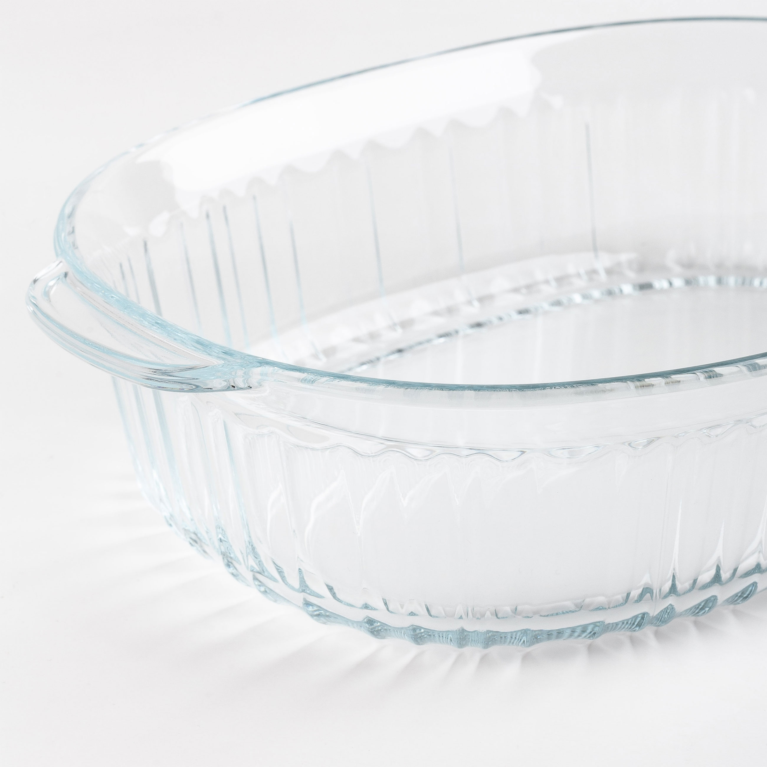 Baking dish, 27x19 cm, 1.8 L, with lid, glass T, Oval, Cook ribbed