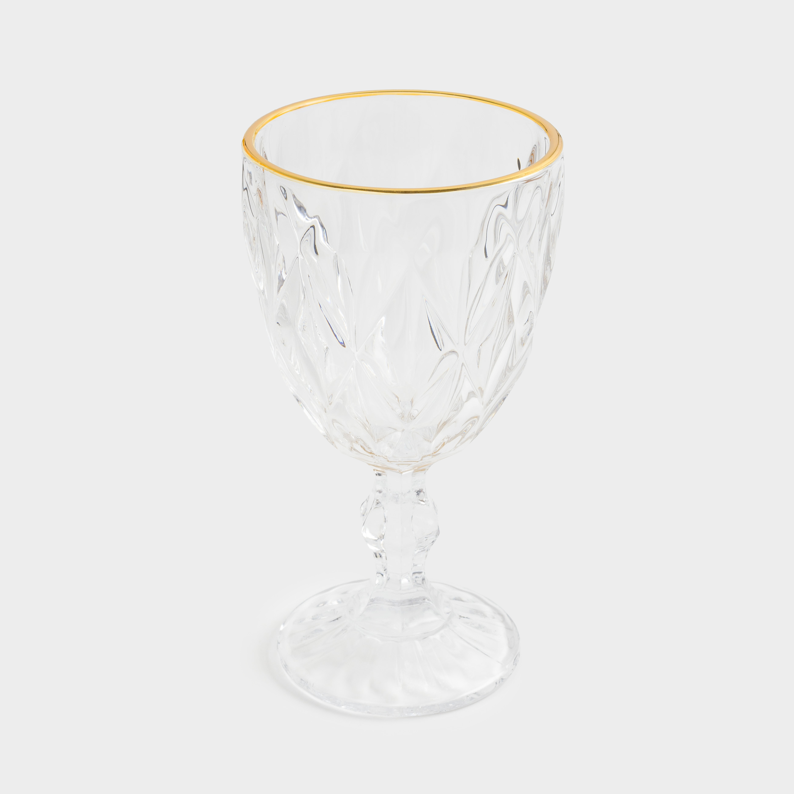 Wine glass, 300 ml, 6 pcs, glass R, with golden edging, Rhomb gold