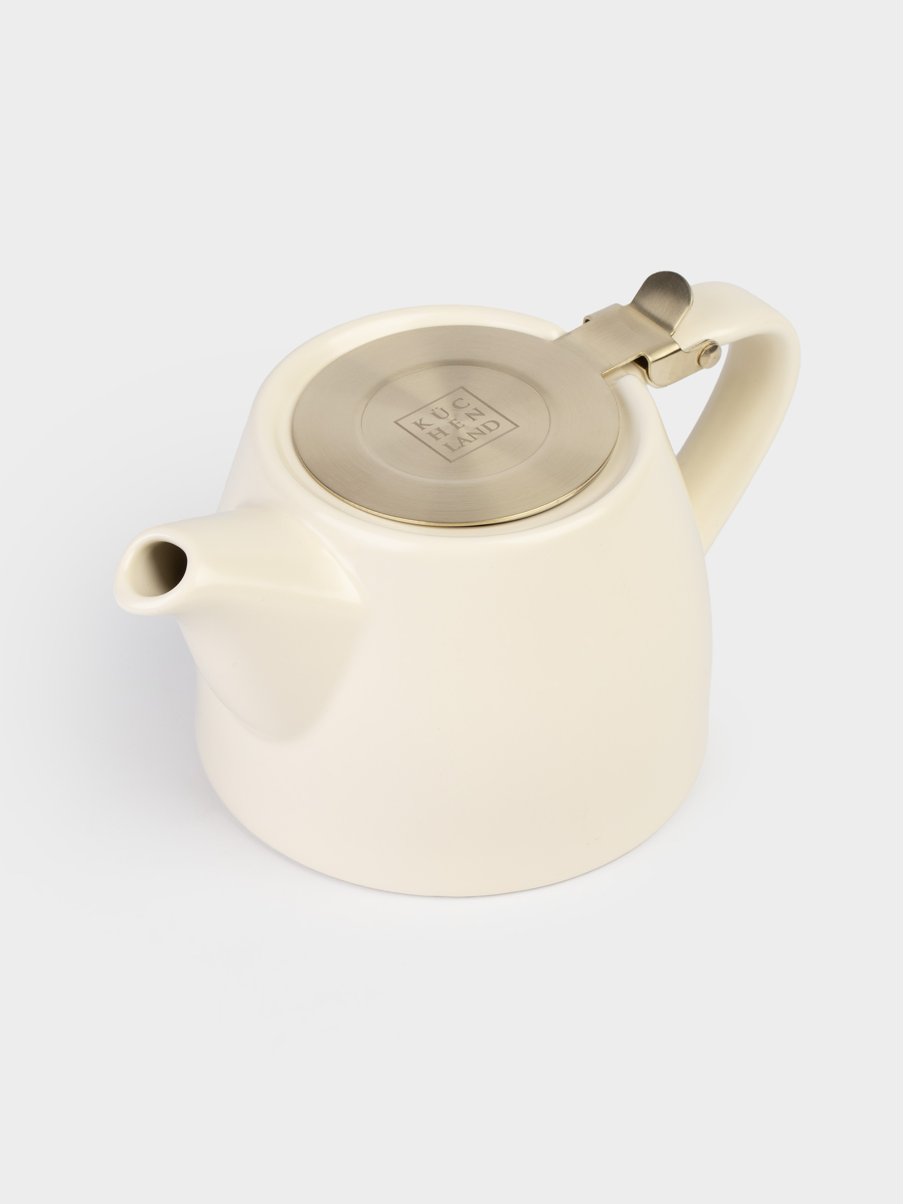 Teapot, 500 ml, ceramic / steel, milky-golden, Kettle ceramo, image-1