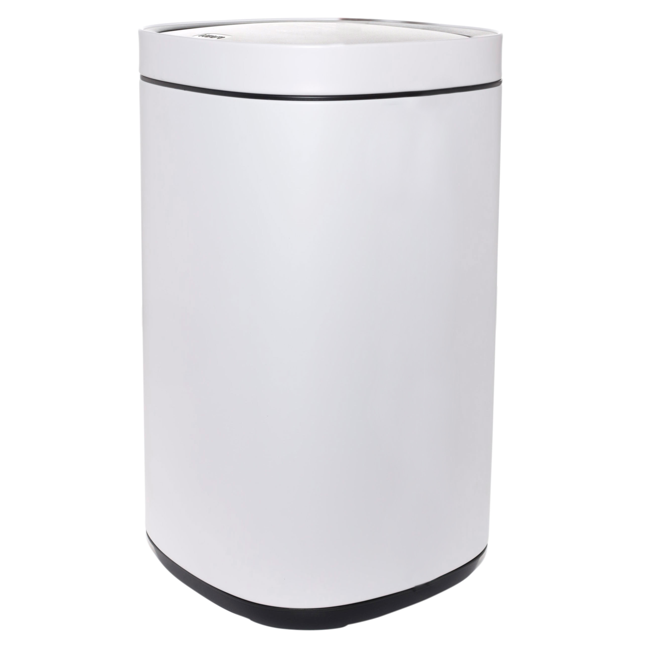 Trash can, 30 l, with lid opening button, metal / plastic, white, Total white, image-0