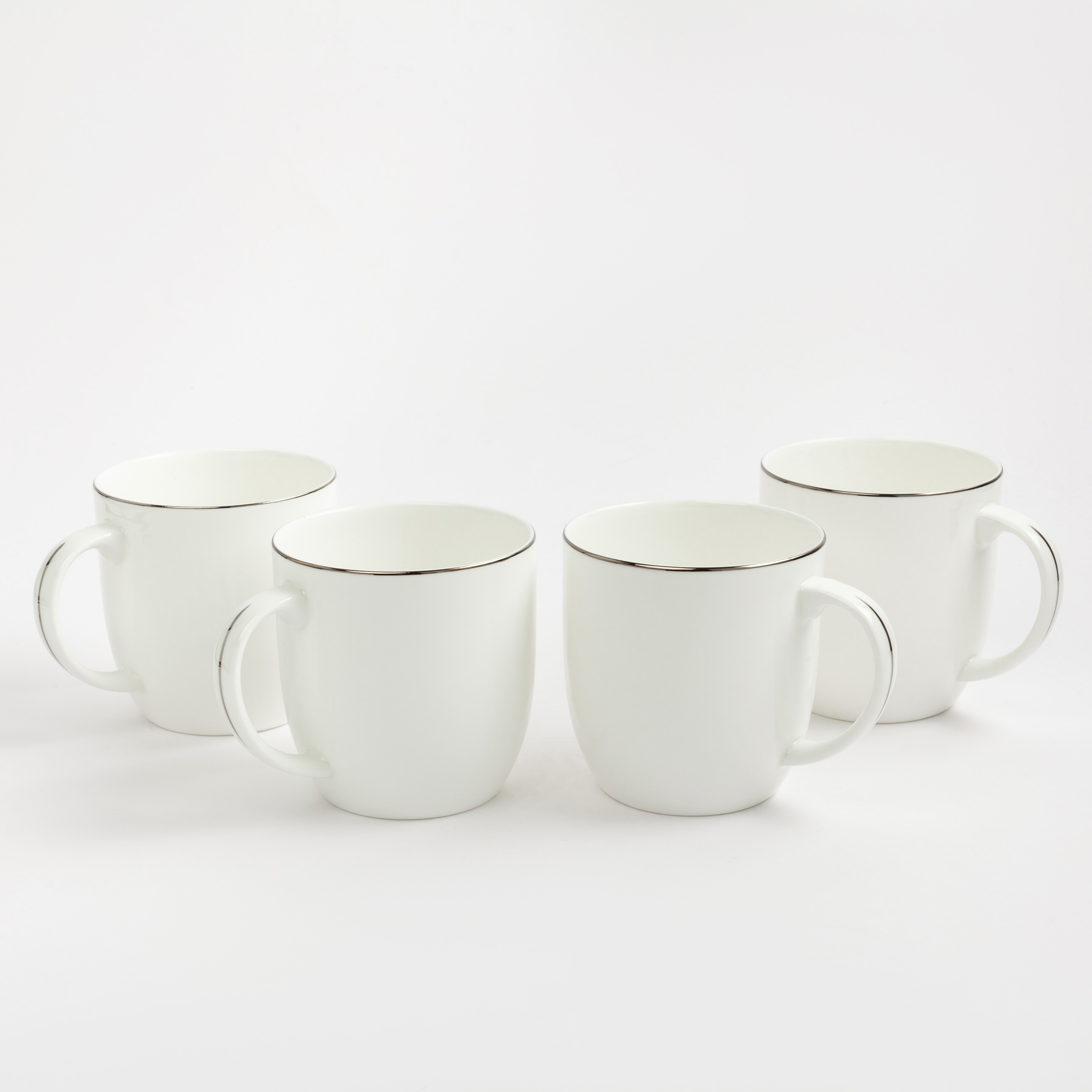 Mug, 370 ml, 4 pcs, porcelain F, white, Ideal silver изображение № 2