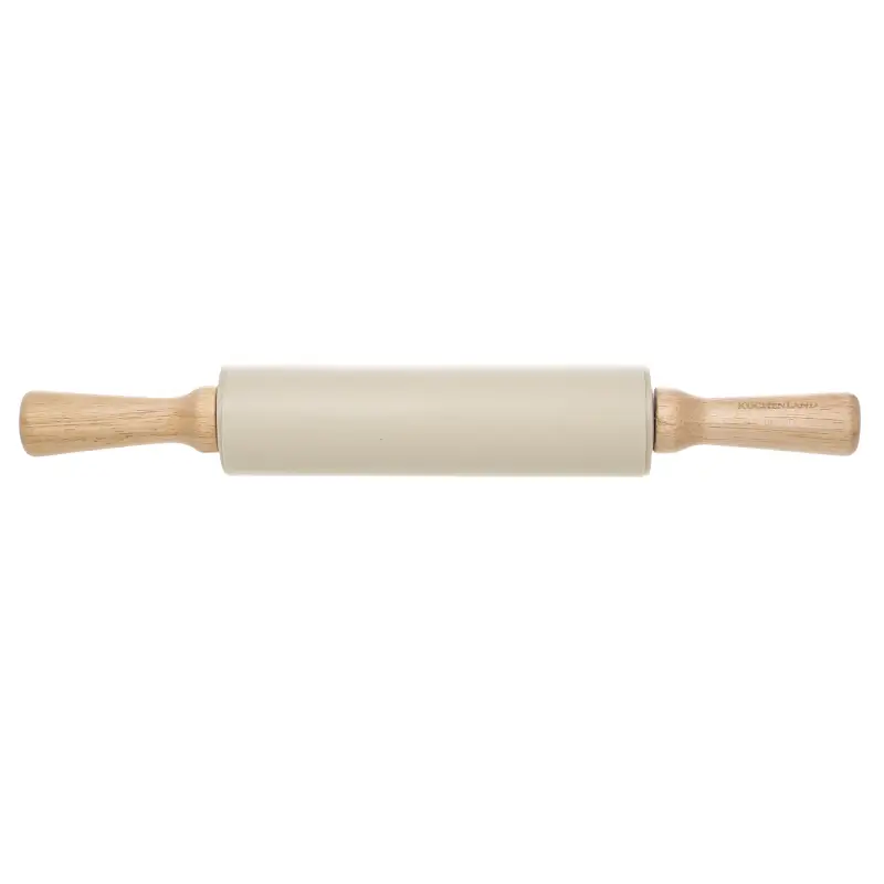 Rolling pin, 38 cm, silicone / wood, beige, Bakery ,image-0