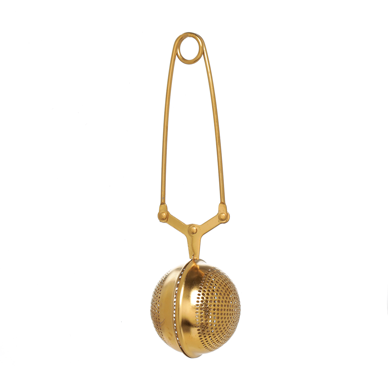 Tea strainer, 17 cm, steel, golden, Ball, Delight color, image-1