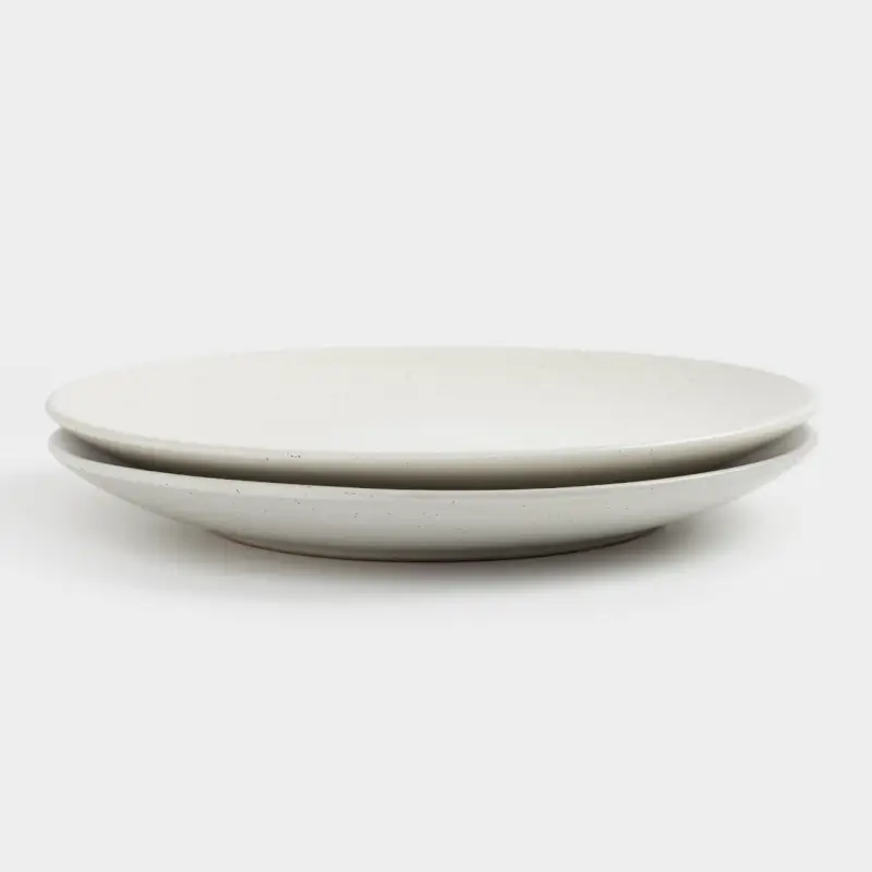 Snack plate, 21 cm, 2 pcs, ceramic, milk, speckled, Particle