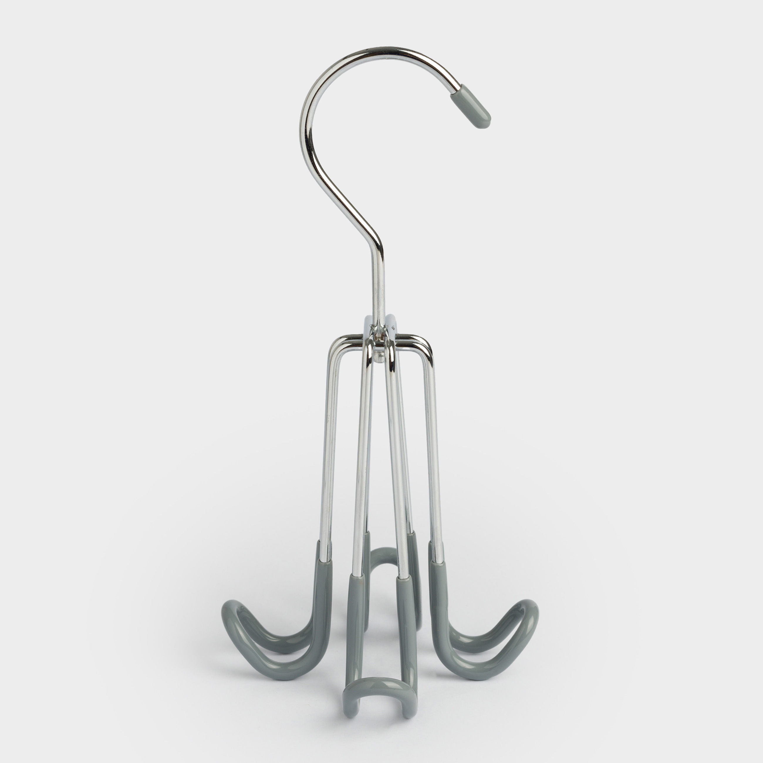 Belt hanger, 18 cm, 4 hooks, Rotating, Coated metal, Grey, Colorful house, image-1