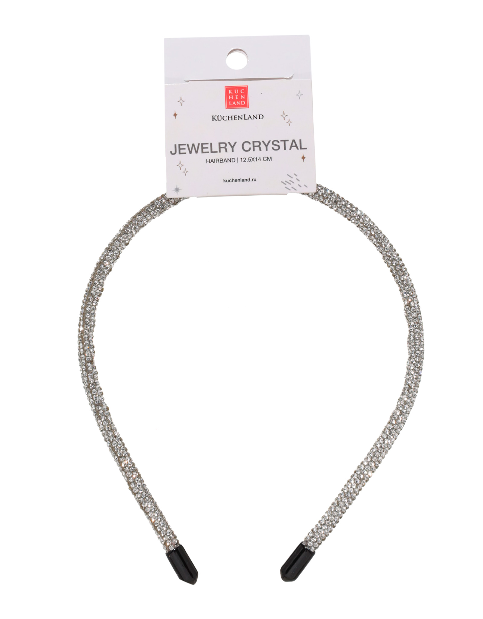 Hair band, 12x14 cm, plastic, silver, Crystals, Jewelry crystal, image-2