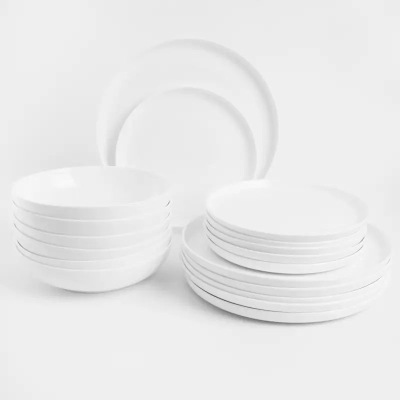 Dining set, 6 pers, 18 pr, porcelain F, white, Ideal white