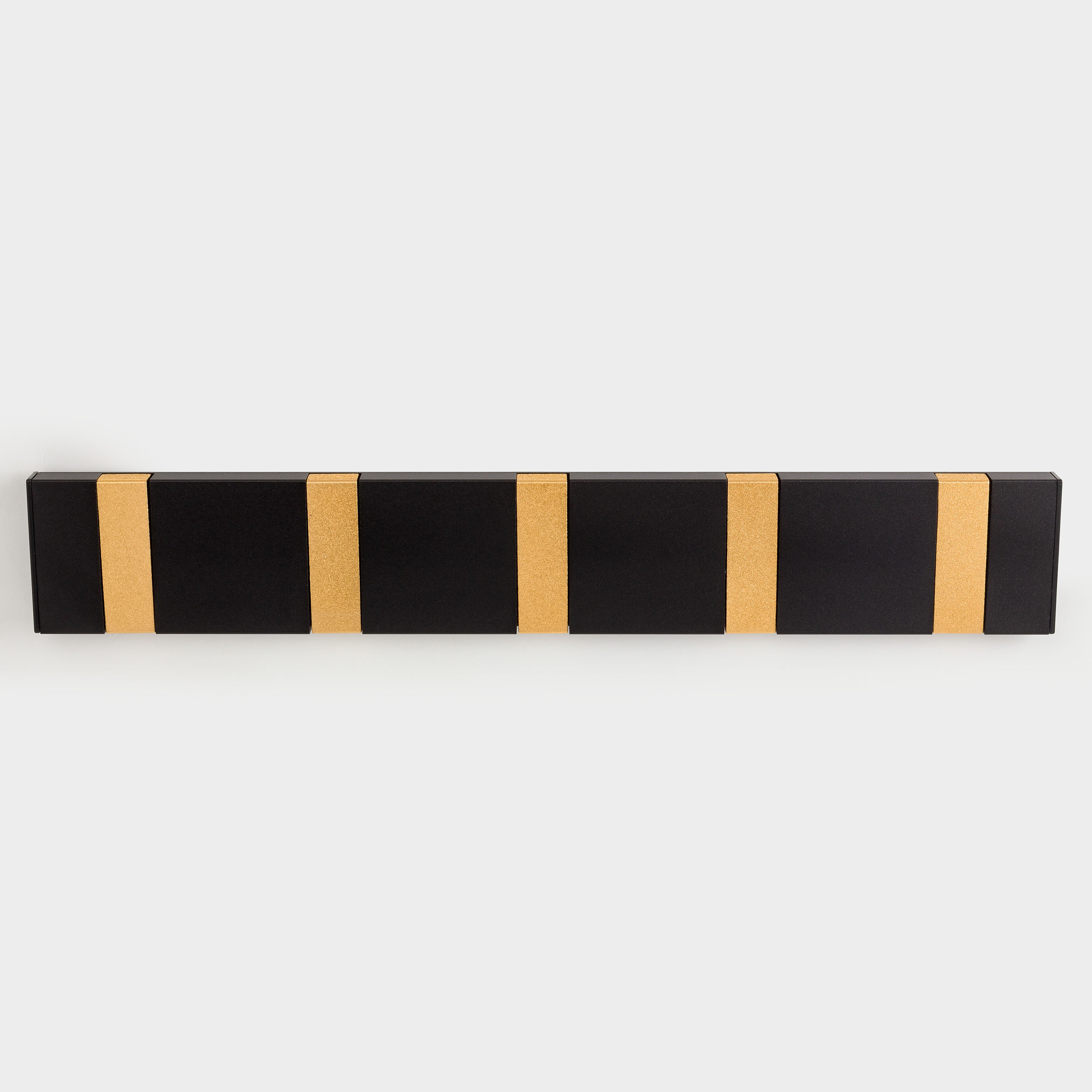 Hook, 43x7 cm, 5 compartments, wall-mounted/hidden, metal, black-gold, Trend