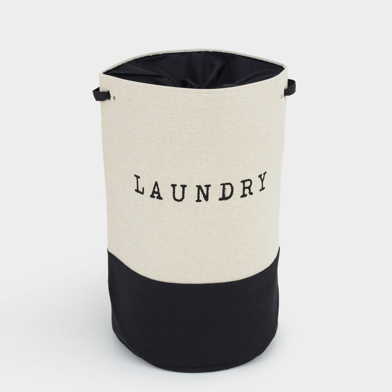 Laundry storage bag, 38x60 cm, with handles, canvas, round, black and white, Solo