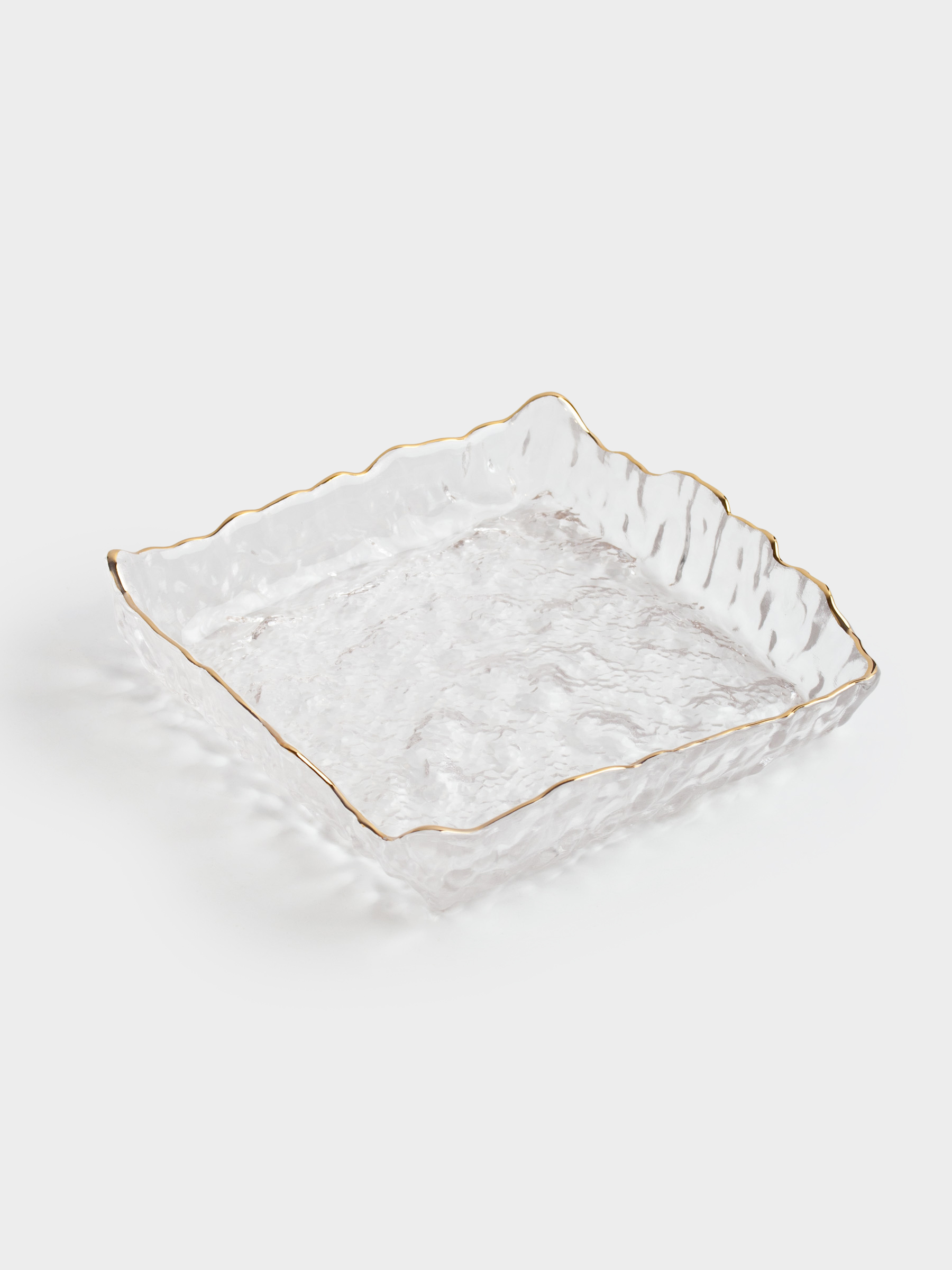Dish, 15x15 cm, glass, square, with golden edging, Nautilus gold, image-3