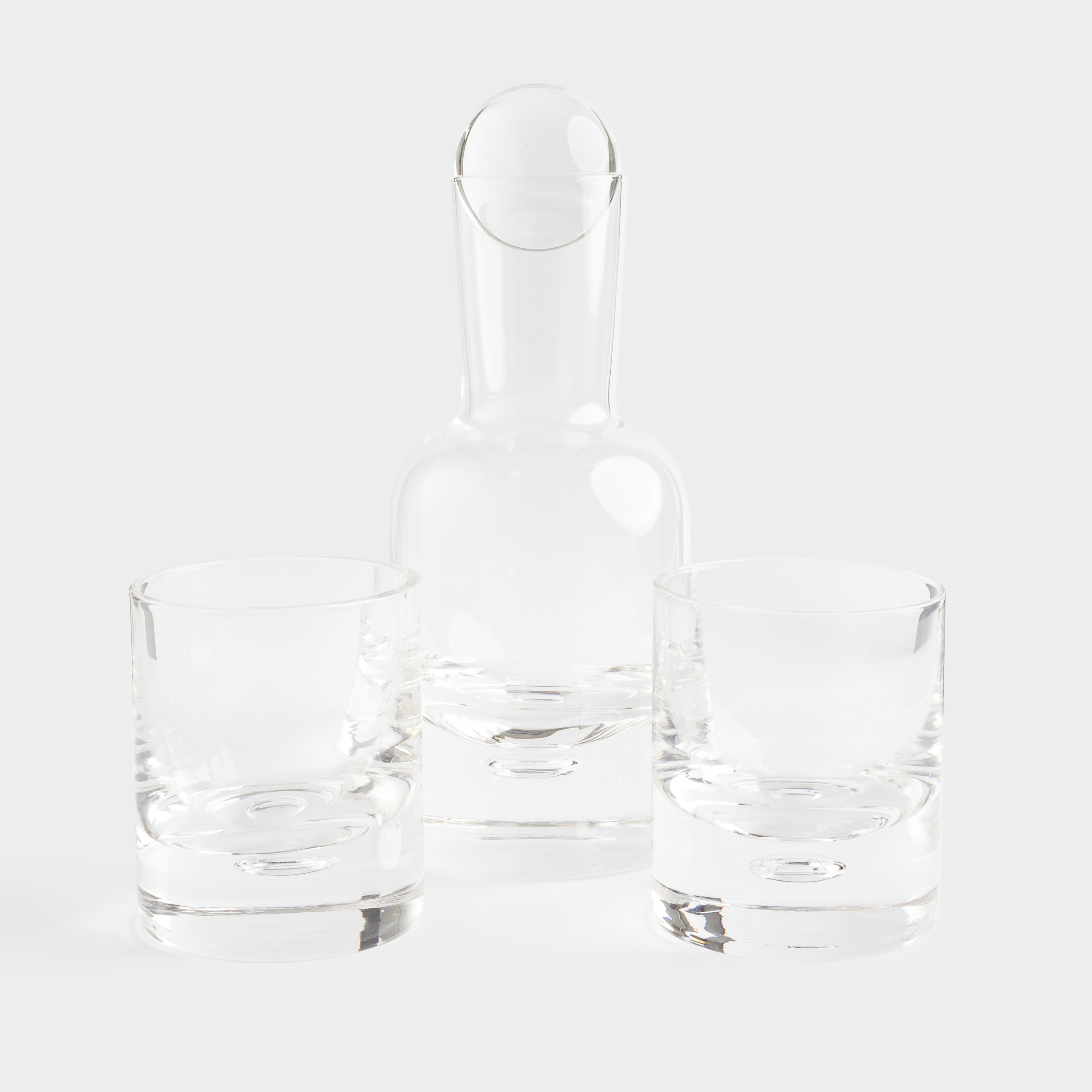 Drink set, 2 pers, 3 items, decanter / glasses, Glass, Bubble, Dew, image-1