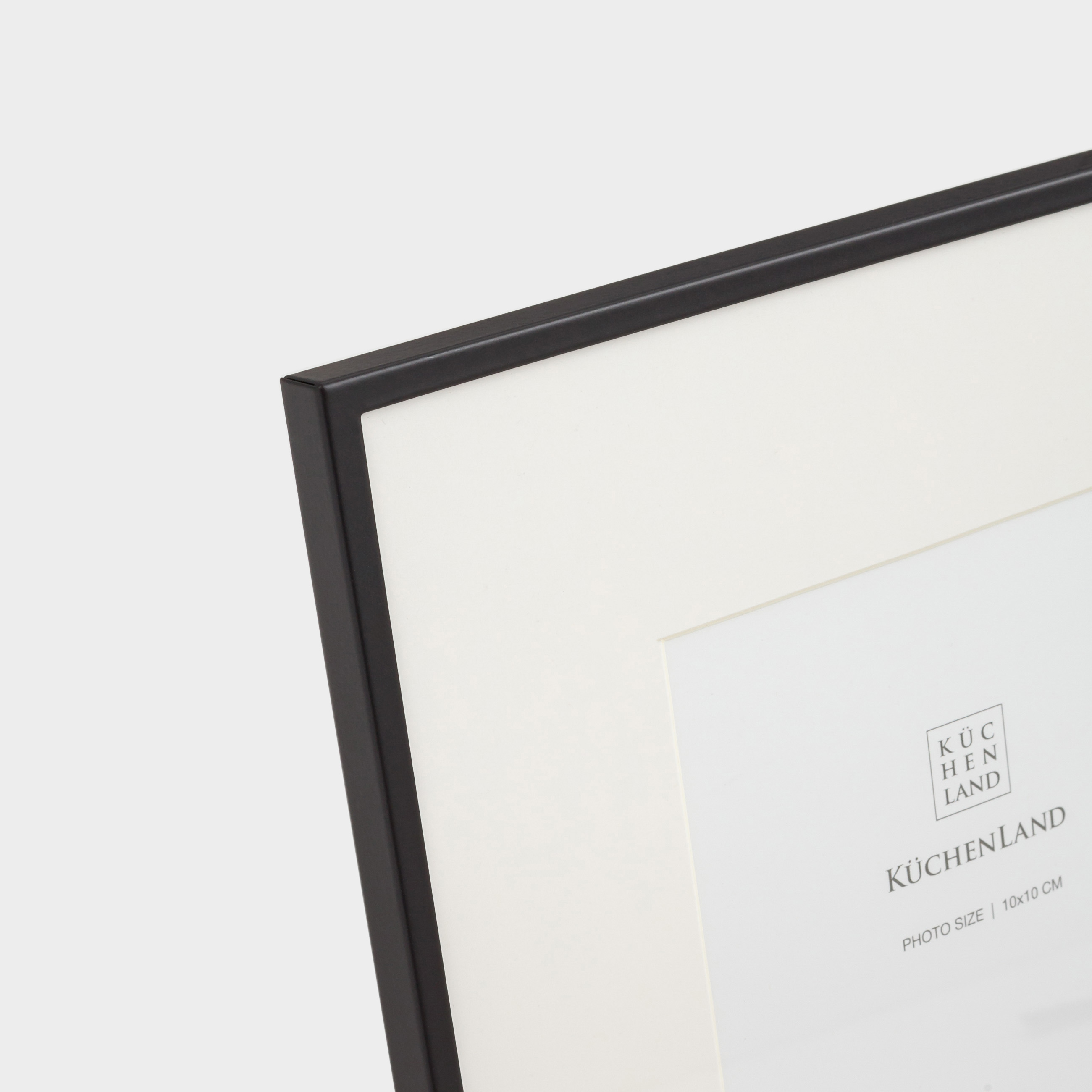 Photo frame, 18x18 cm, with passepartout, metal / glass, Black, Frames