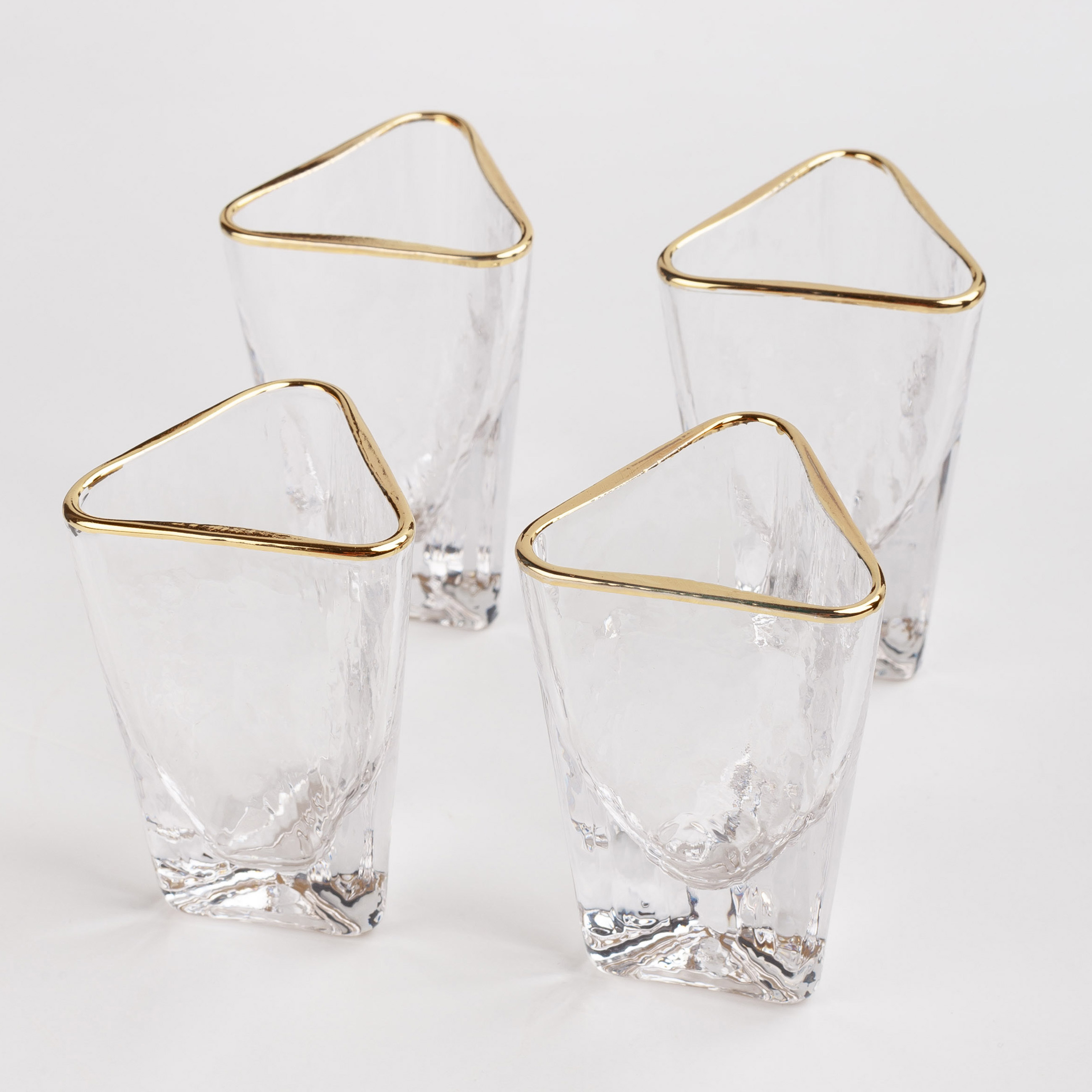 Drinking glass, 40 ml, 4 pcs, glass, golden edging, Triangle Gold, image-1