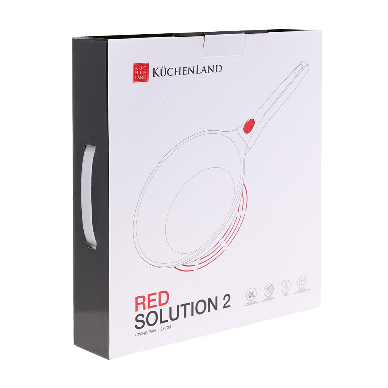 Frying pan, 28 cm, removable handle, coated, aluminum, Solution Red 2