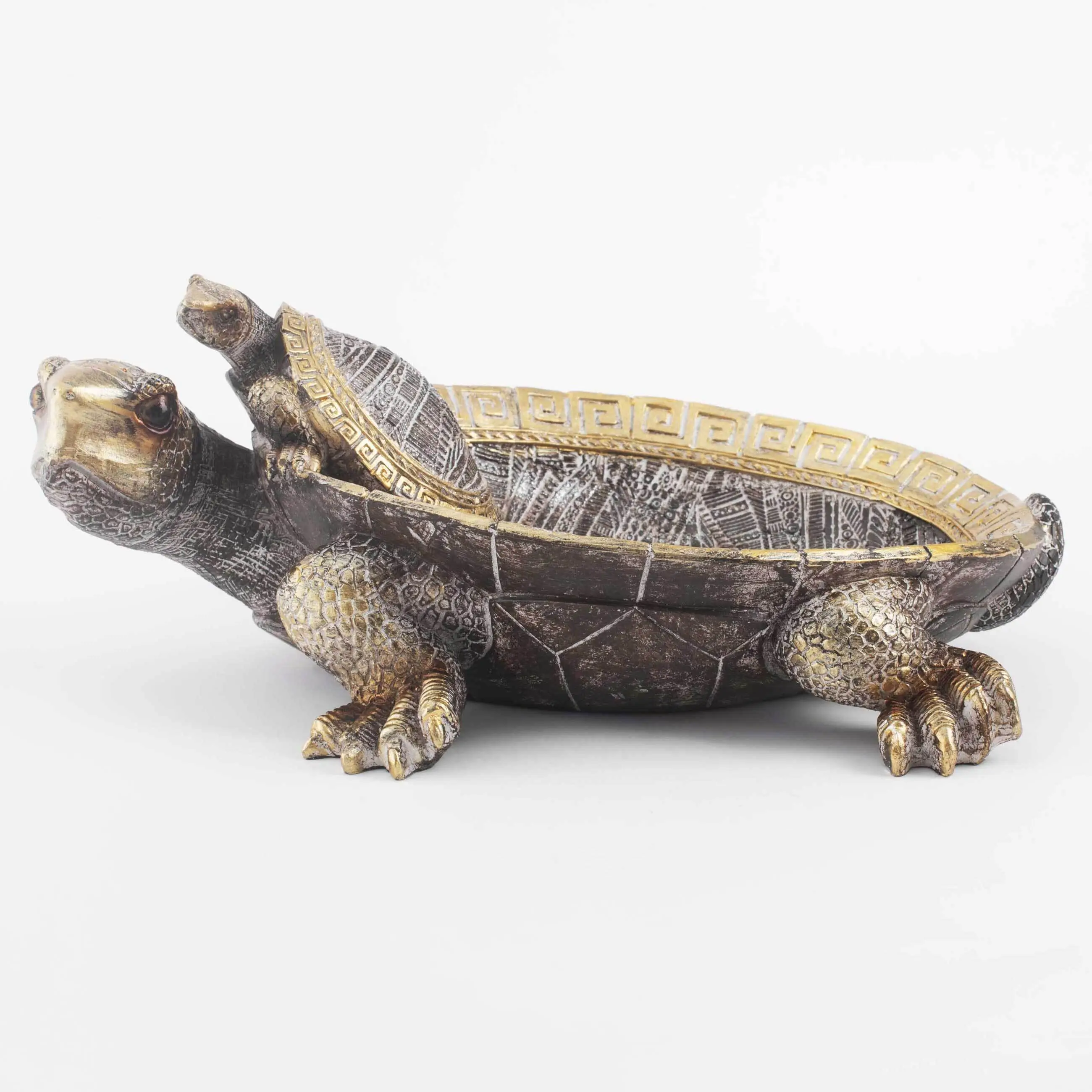 Decorative dish, 28x21 cm, polyresin, golden-silver, Turtles, Paradise island