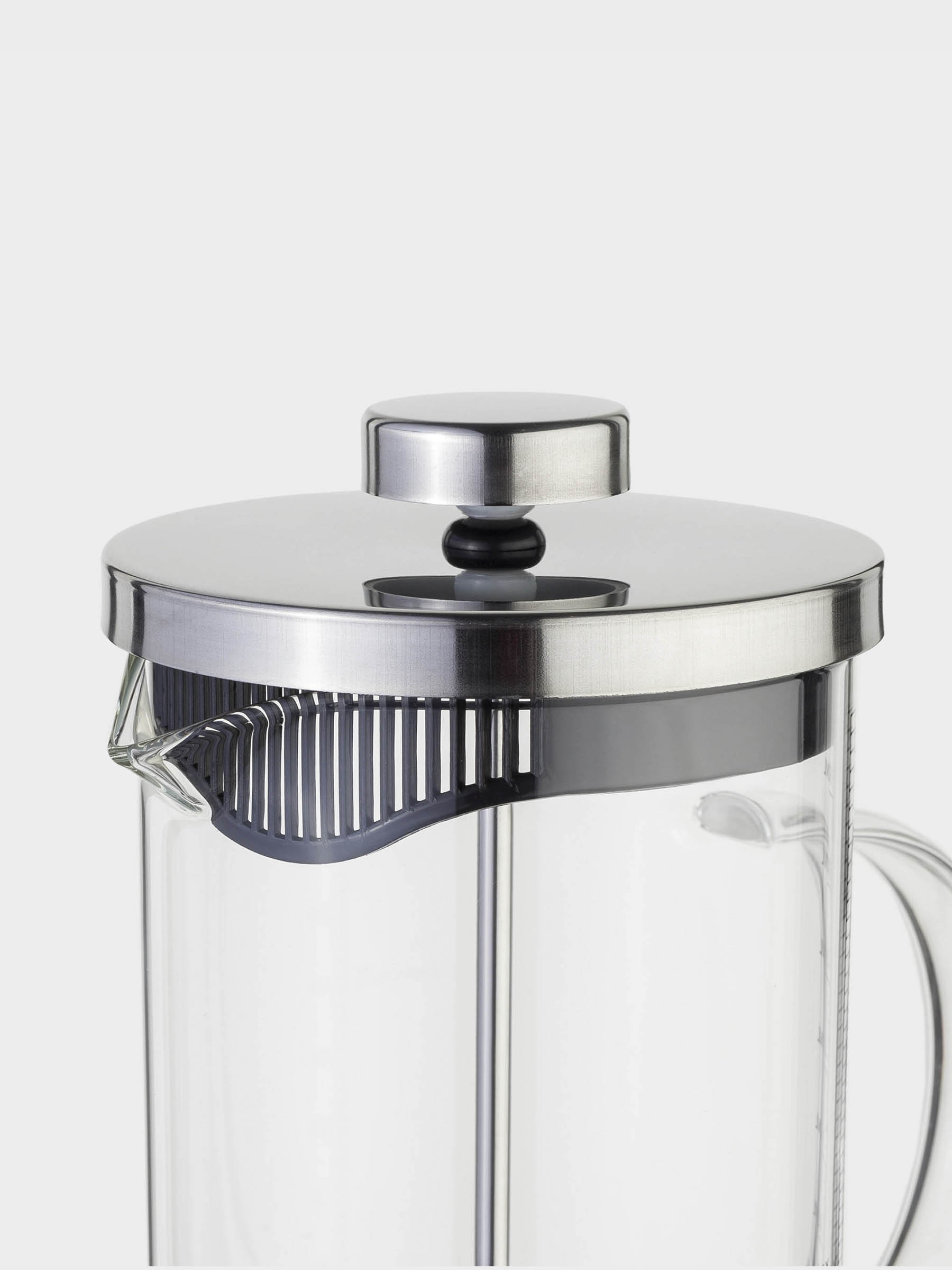 French press, 600 ml, with measuring scale, glass B / steel / plastic, silicone, Comfort, image-2