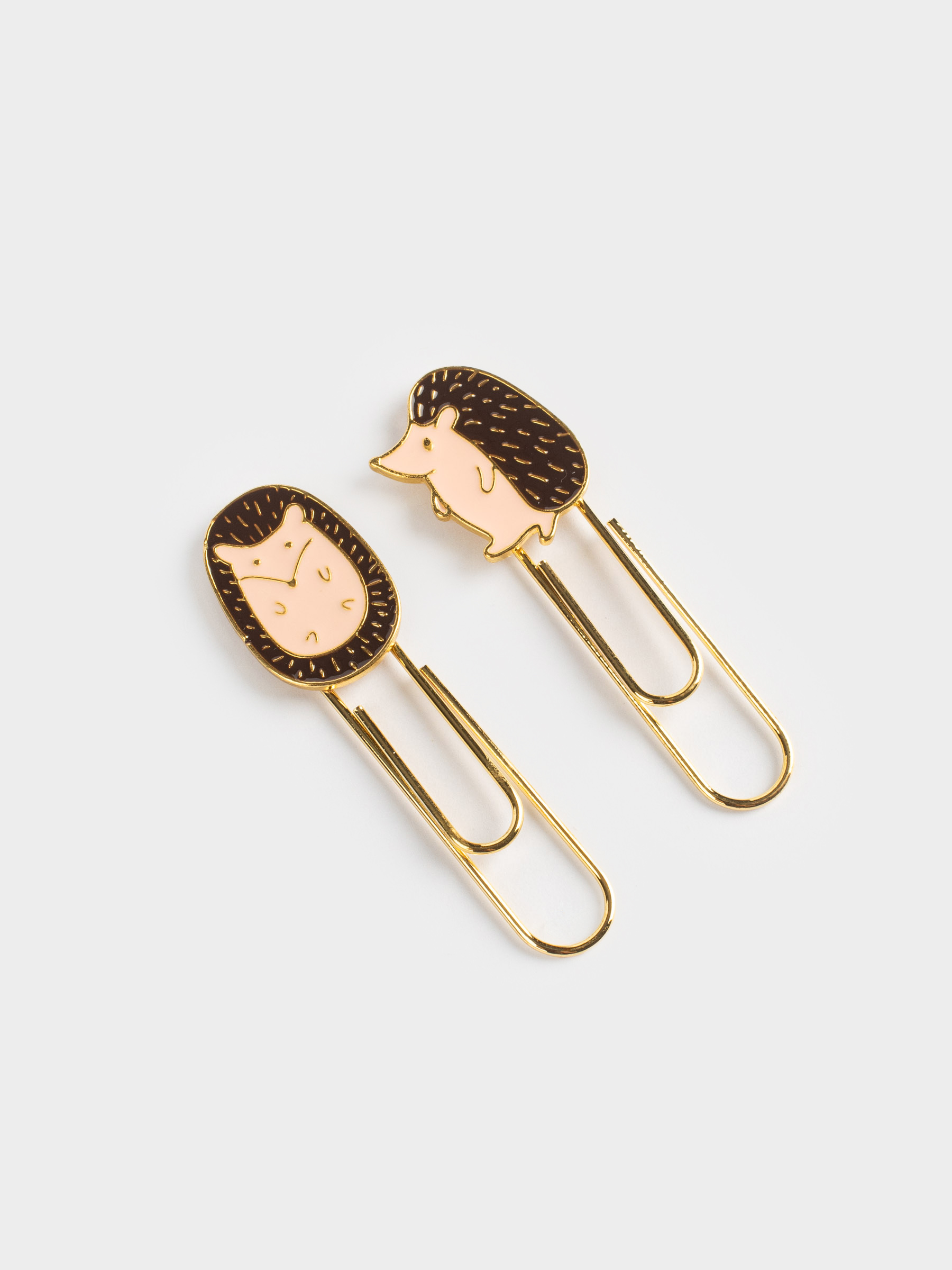 Stationery Stationery paper clip, 7 cm, 2 pcs, metal, golden, Hedgehog, Forest animals, image-1