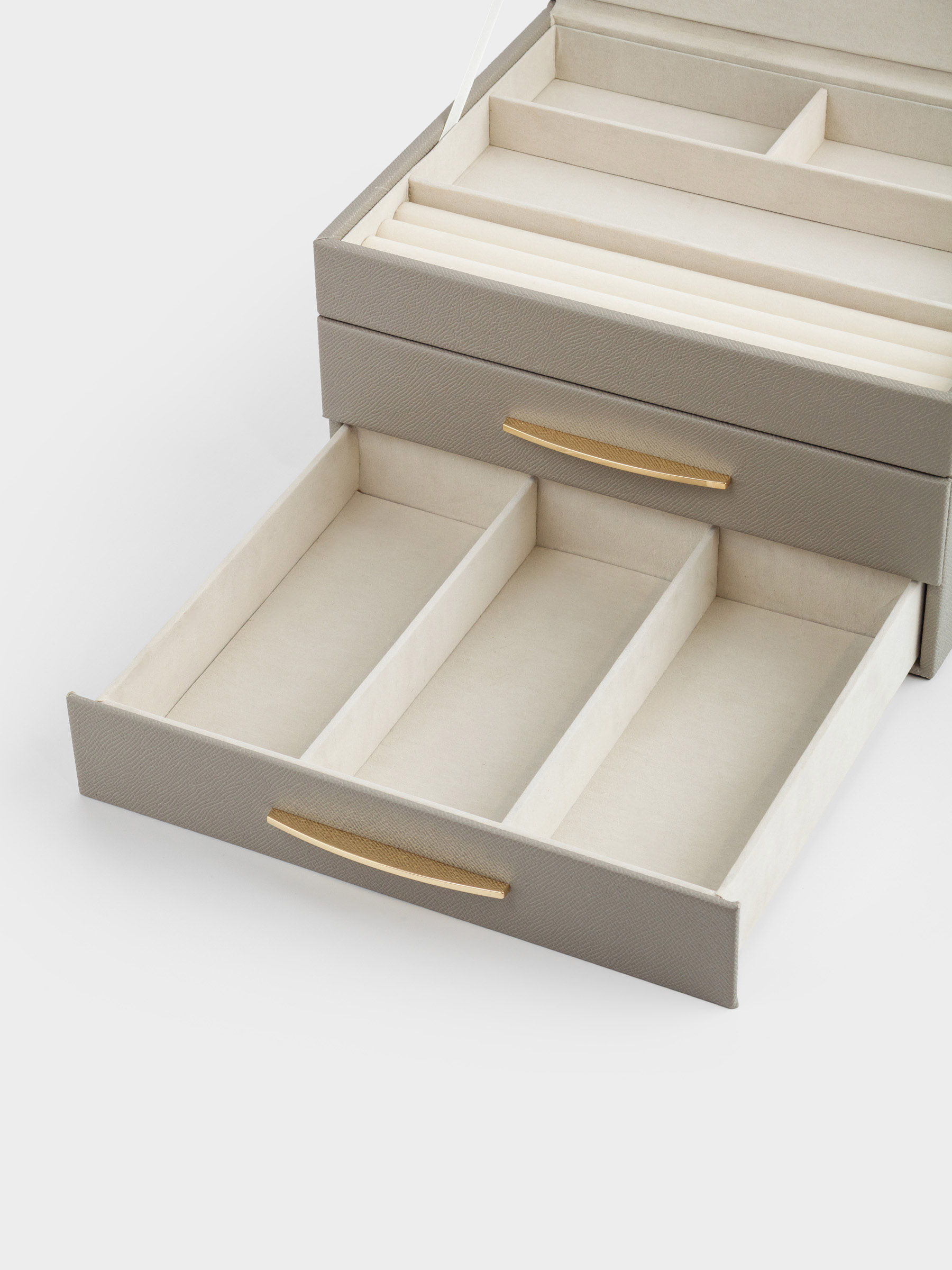 Jewelry box, 27x14 cm, PU leather / MDF, grey, Premiere, image-4
