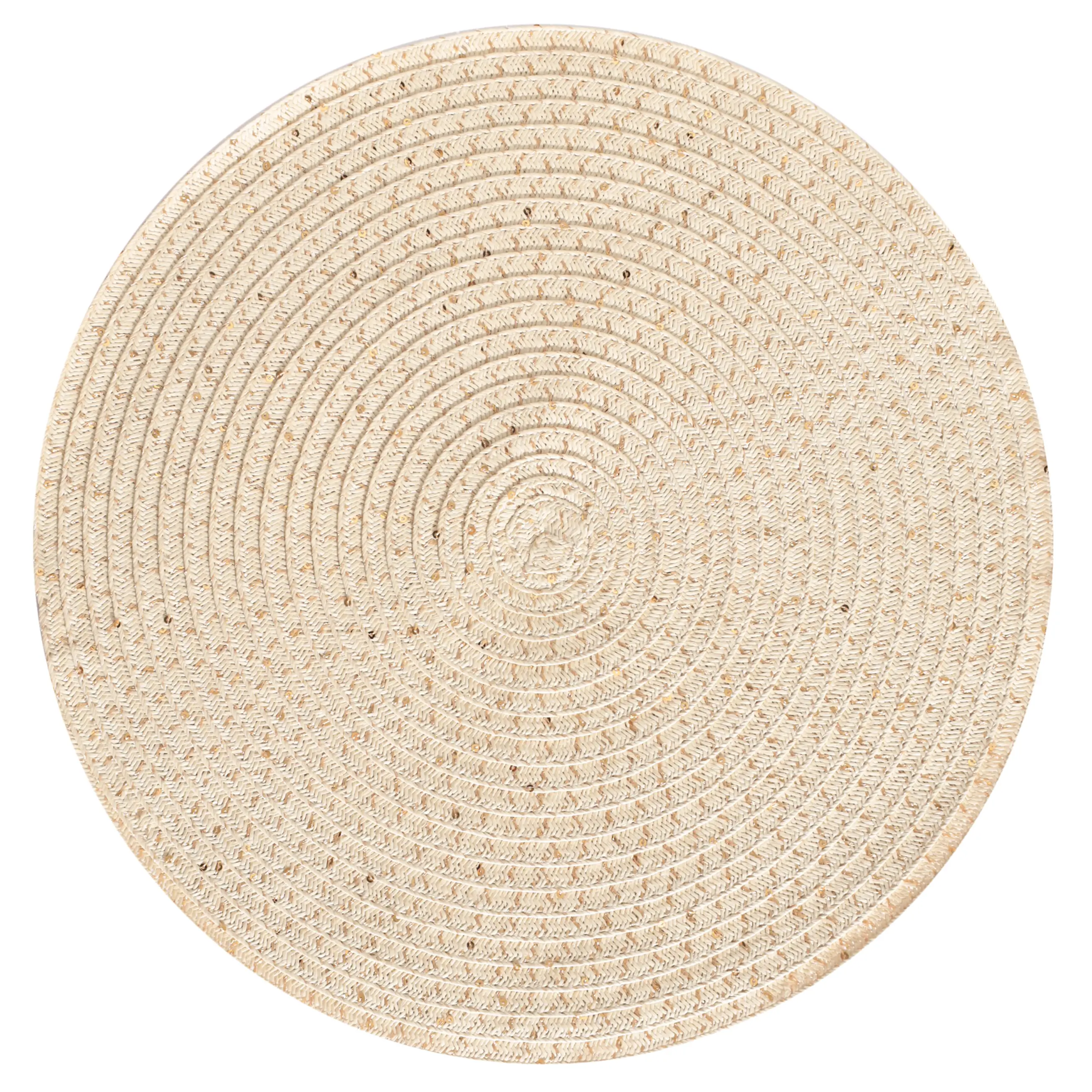 Placemat, 38 cm, paper, round, beige, Straw