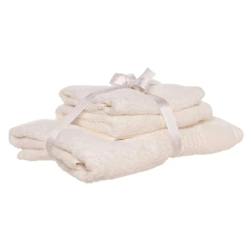Towel set, 40x60 / 50x90 / 70x140 cm, 3 pcs, cotton, milk, Natural cotton ,image-0