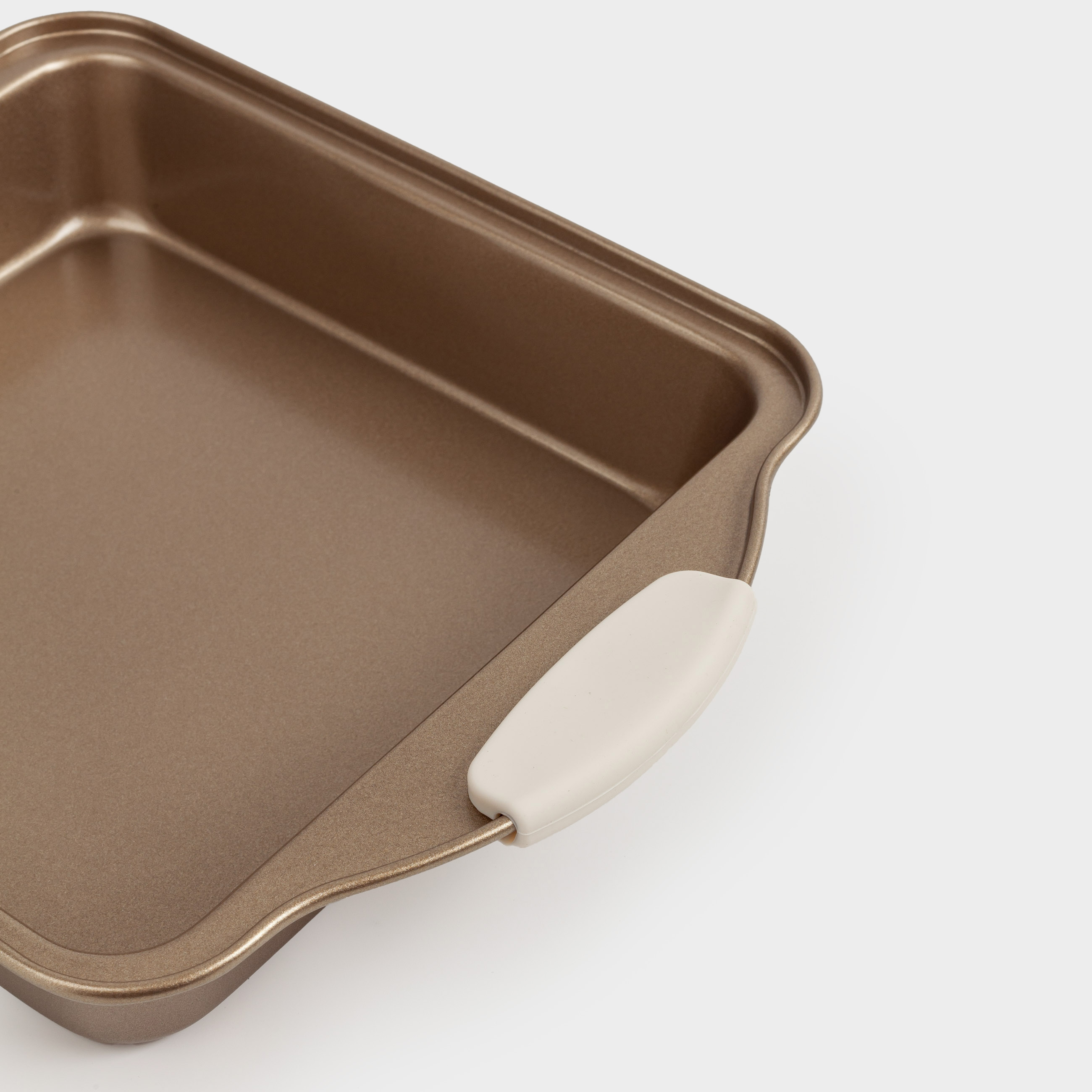 Baking dish, 28x22 cm, with handles, steel / silicone, square, copper, Resto 