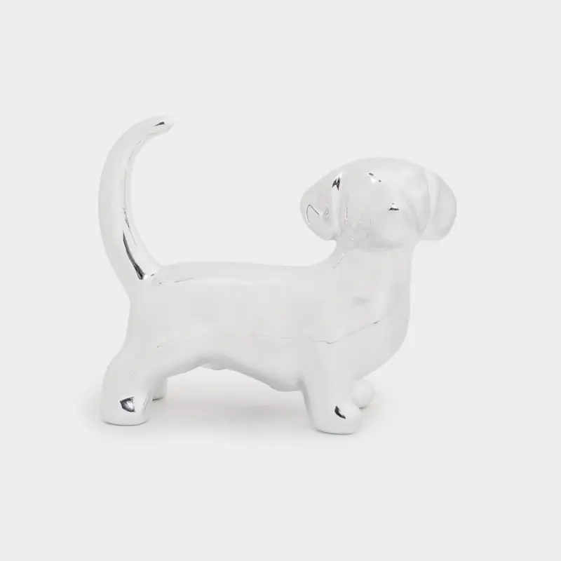 Jewelry holder, 8 cm, porcelain p, silver, dog, dog, image-0