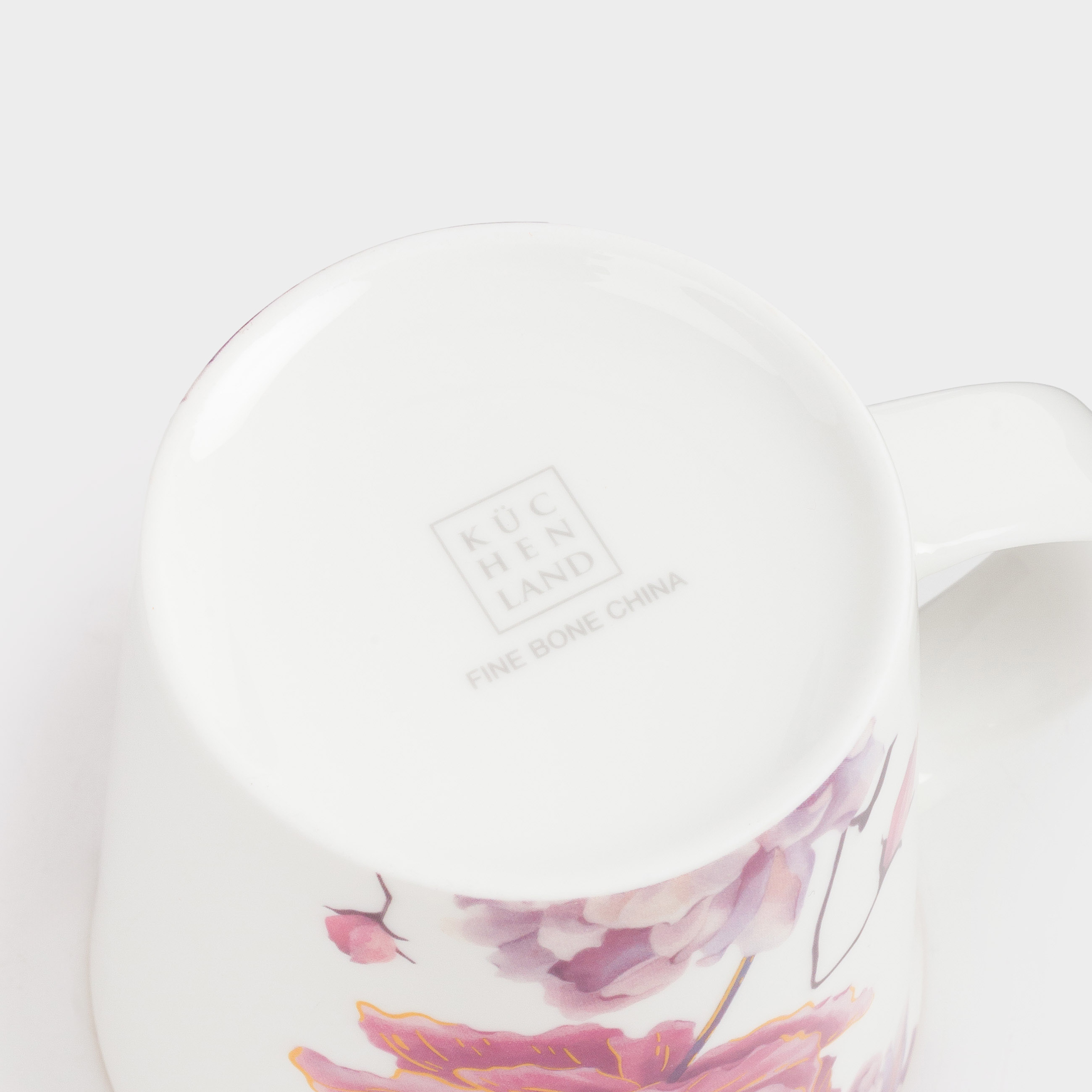 Mug, 450 ml, porcelain F, with golden edging, white, Large flower, Bloome, image-3