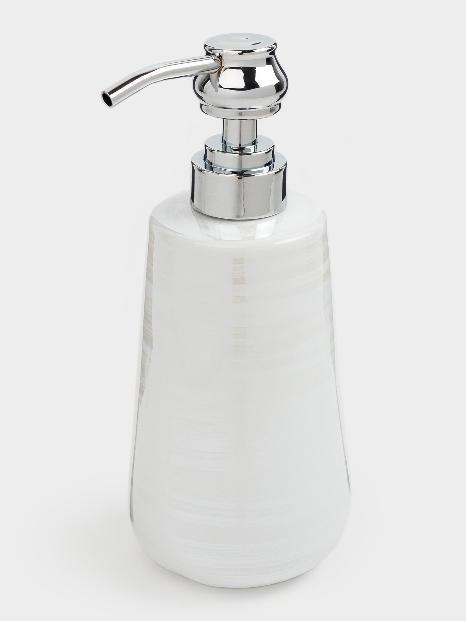 Liquid soap dispenser, 400 ml, ceramic / metal, white, mother of pearl, Odyssey