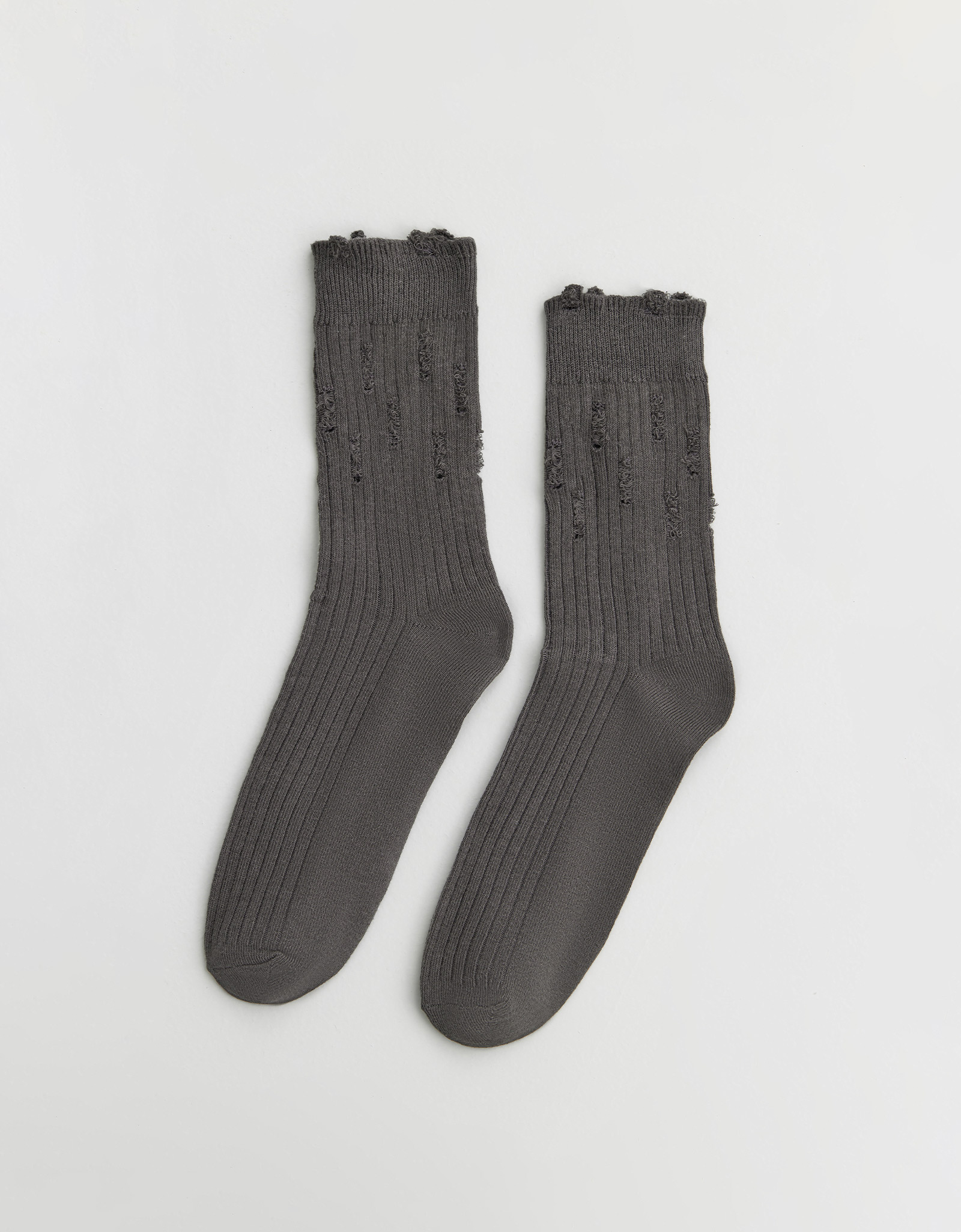 Women's socks, size 36-38, with a ragged effect, cotton / polyester, gray, Rubchik grunge, image-0