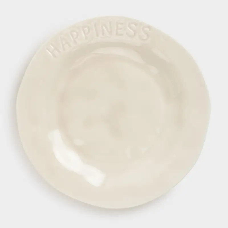 Dessert plate, 20 cm, porcelain P, dairy, Happiness, Crumple words