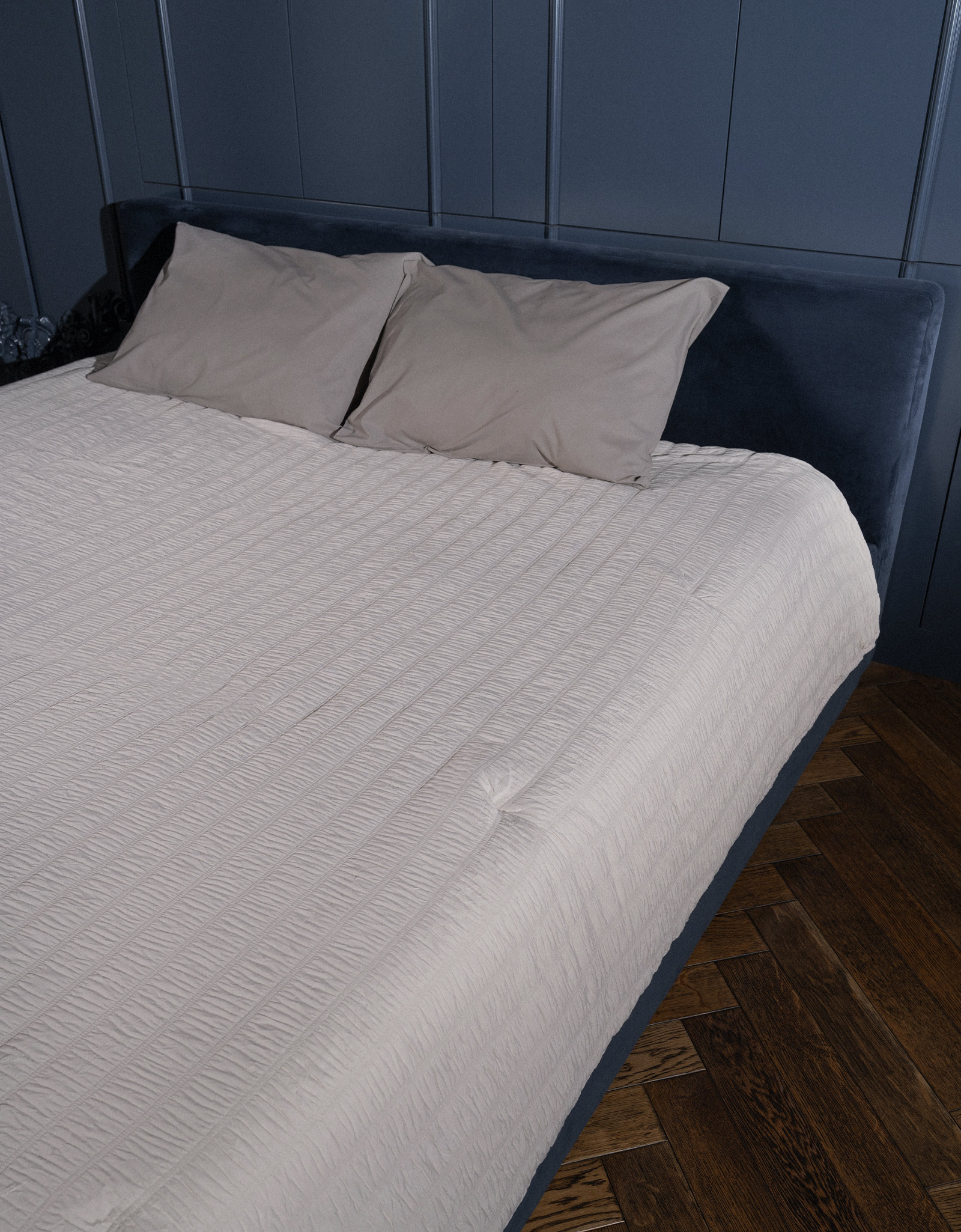 Bedspread, 220x240 cm, quilted, polyester / microfiber, beige-gray, Stripes, Stitch, image-7