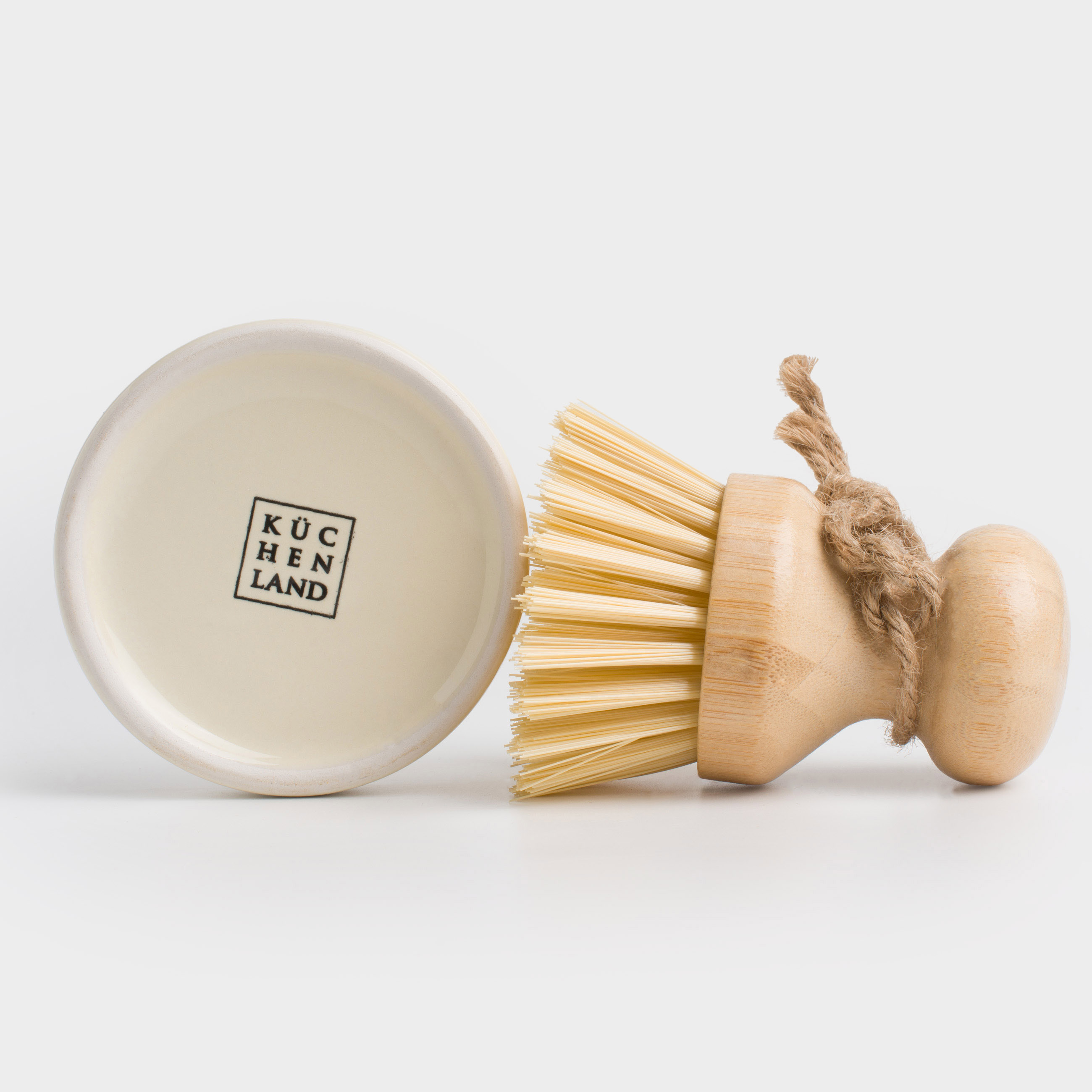Dish washing brush, 9 cm, on a stand, bamboo / ceramic, Galori