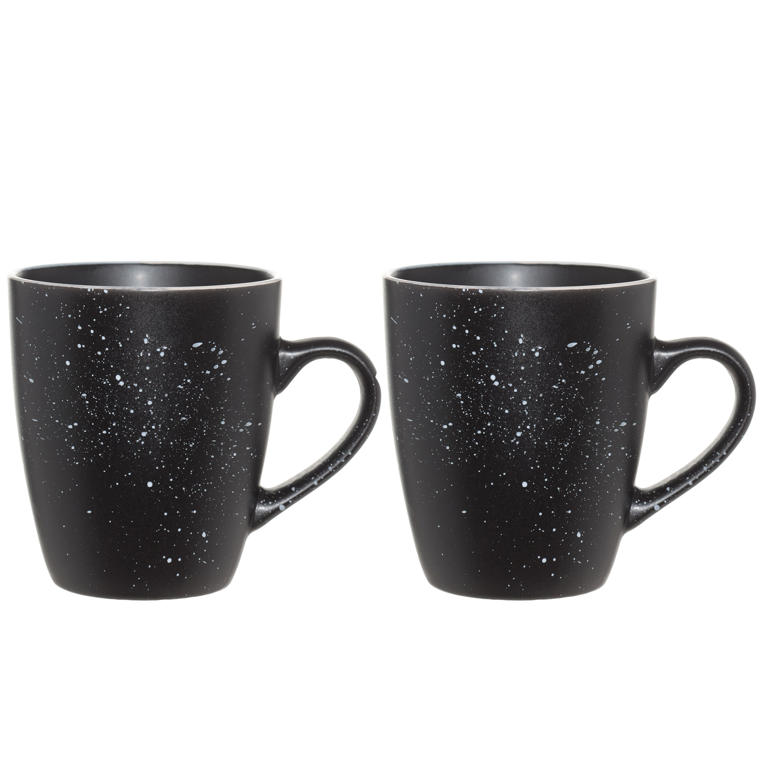Mug, 400 ml, 2 pcs, ceramic, black, speckled, Particle, image-0
