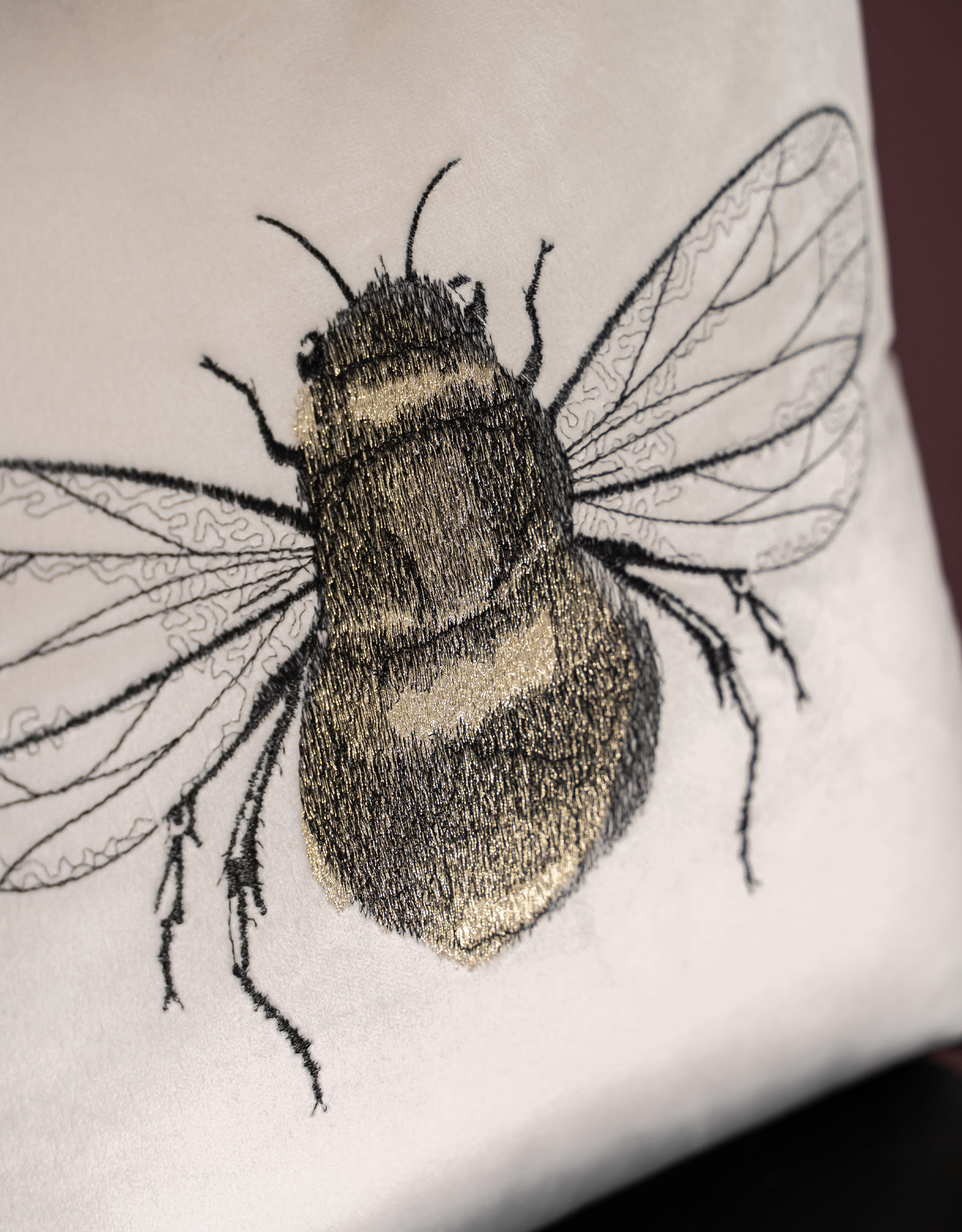 Decorative pillow, 45x45, corduroy, milk, Bumblebee, Bugs