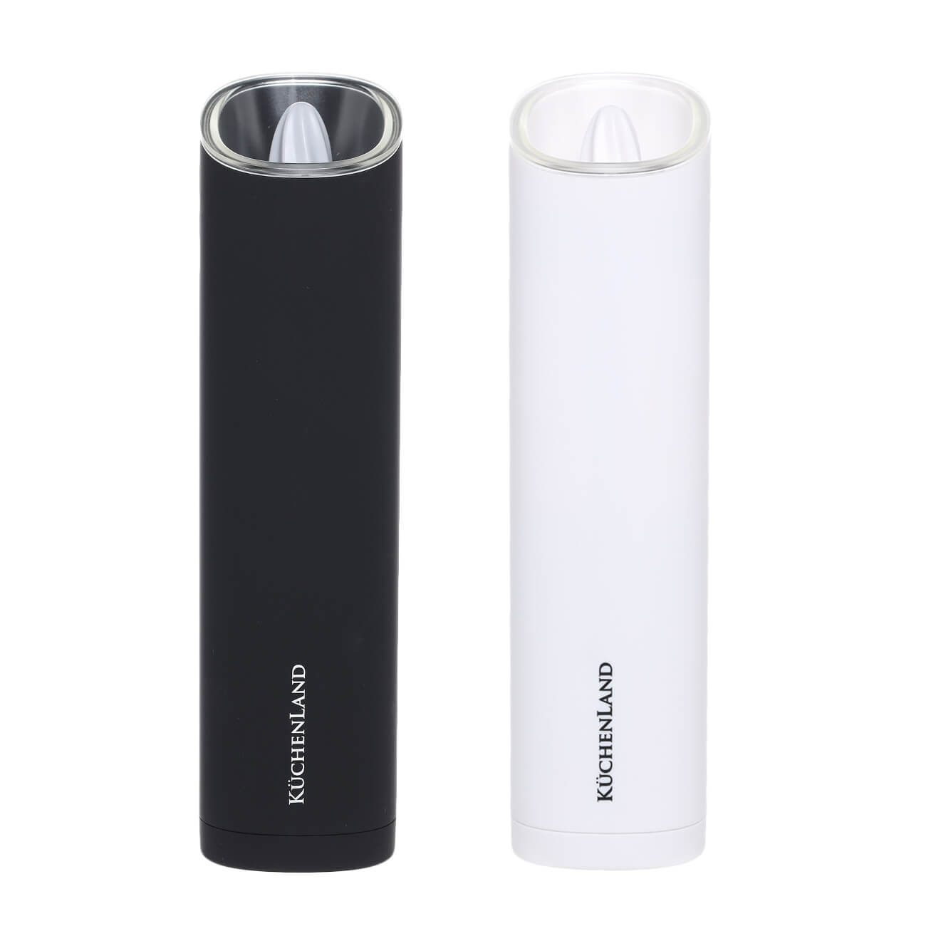 Spice mill, 20 cm, 2 pcs, Gravity, Plastic, LED W, White / Black, B&W