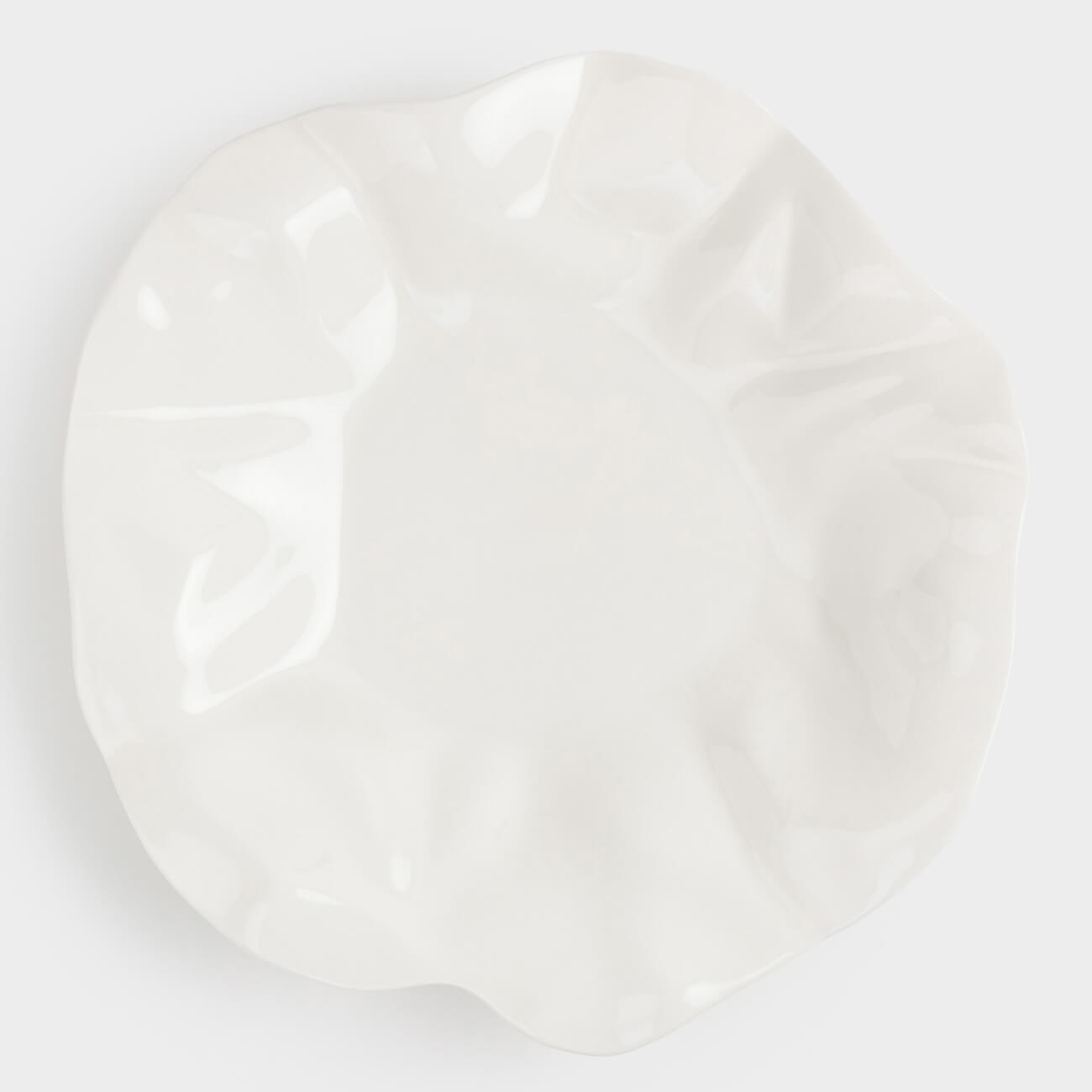Dinner plate, 25 cm, porcelain N, milk, Crumpled effect, Crumple