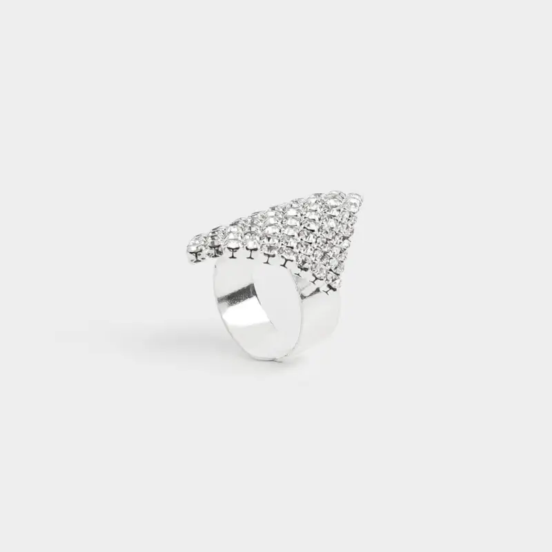 Ring, size S-M, single size, metal, silver, Crystals, Jewelry crystal