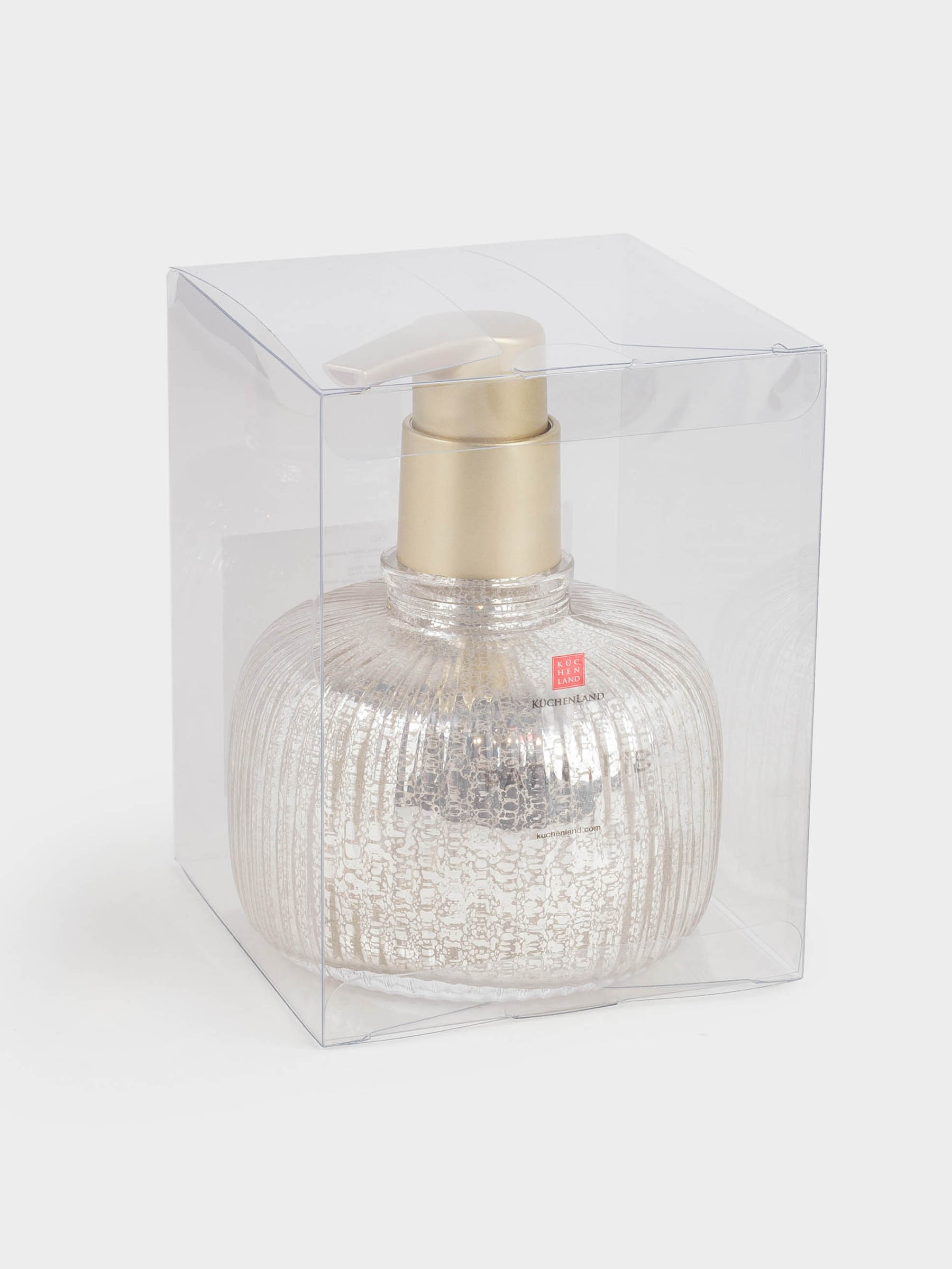Liquid soap dispenser, 320 ml, glass / plastic, golden, Patina rib, image-3