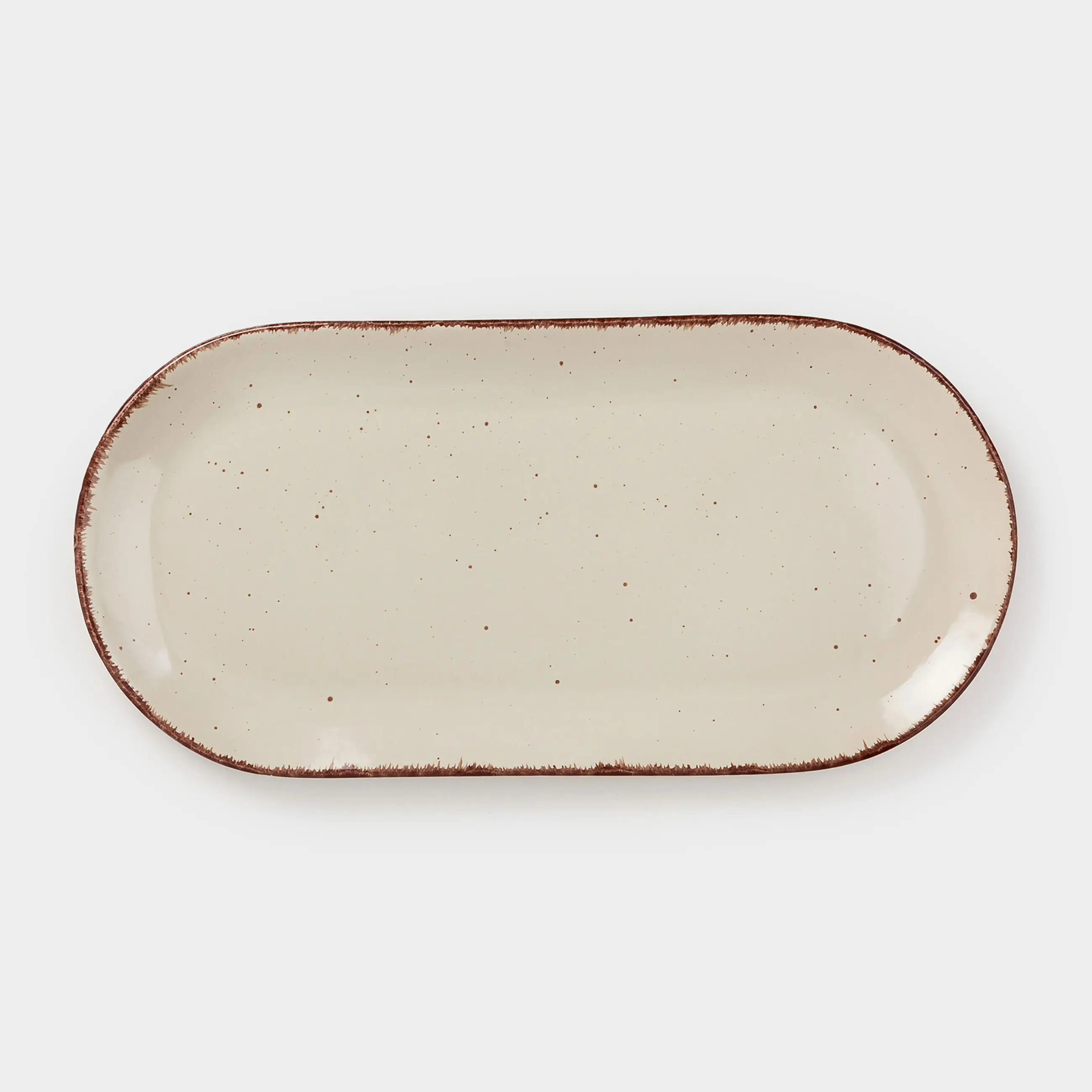 Dish, 37x18 cm, ceramic, oval, beige, Speckled, Speckled, image-0