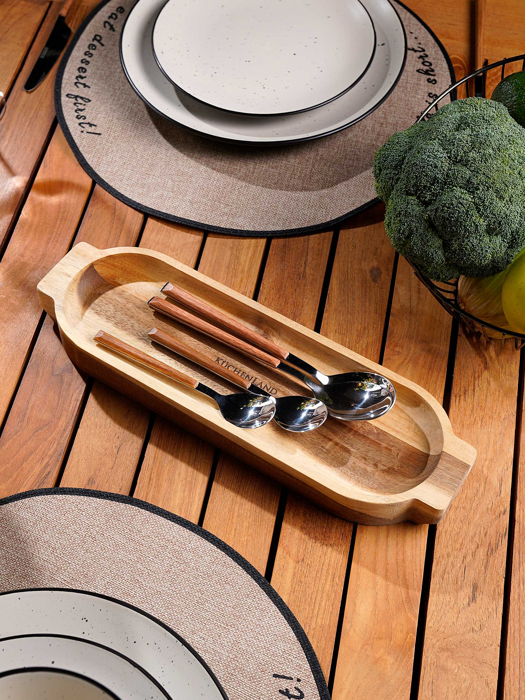 Serving dish, 35x11 cm, with handles, wood, Noble tree 